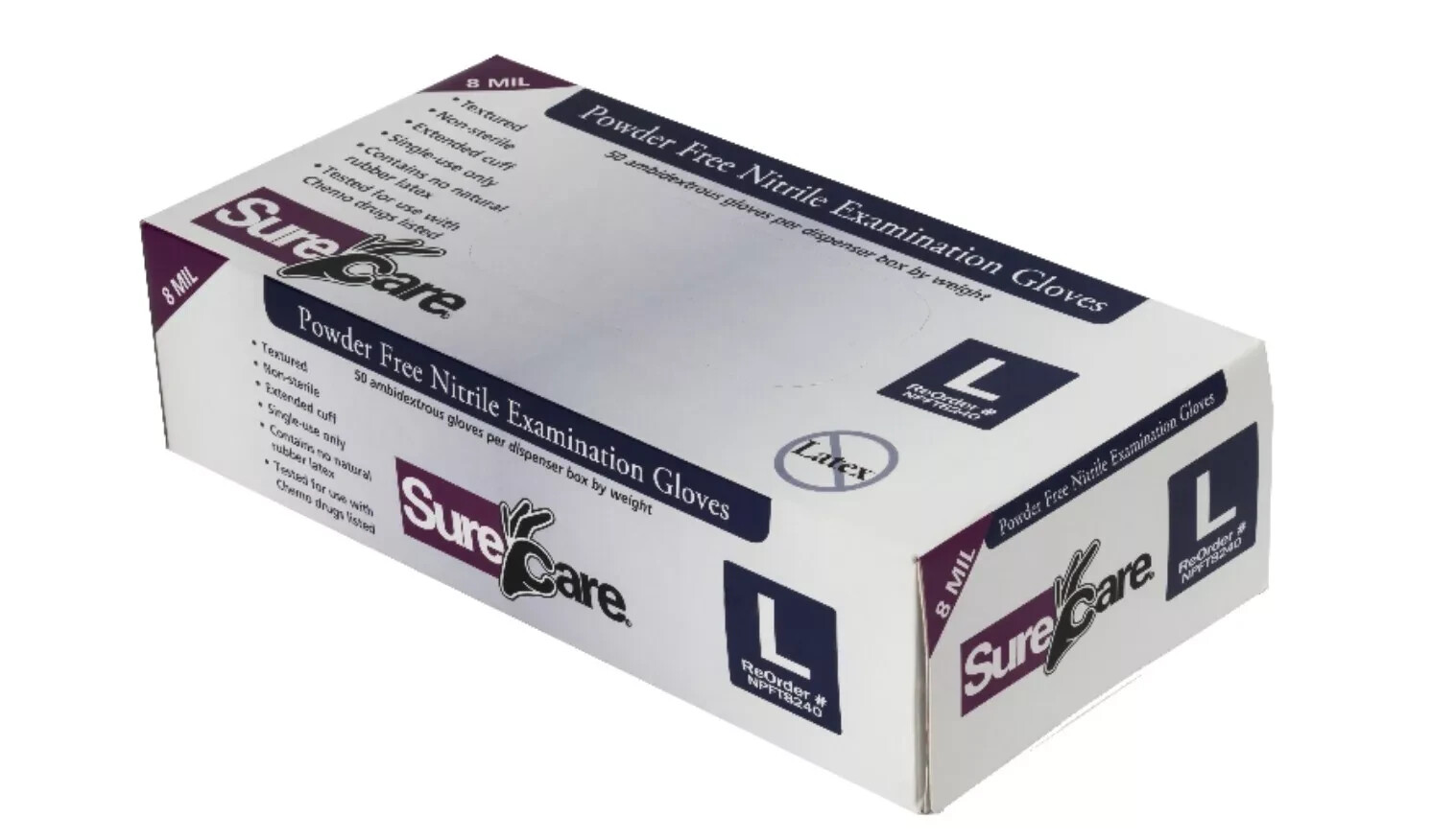 8mil HeavyDuty Extended Cuff Nitrile Powder Free Latex Free Glove SMALL 500ct