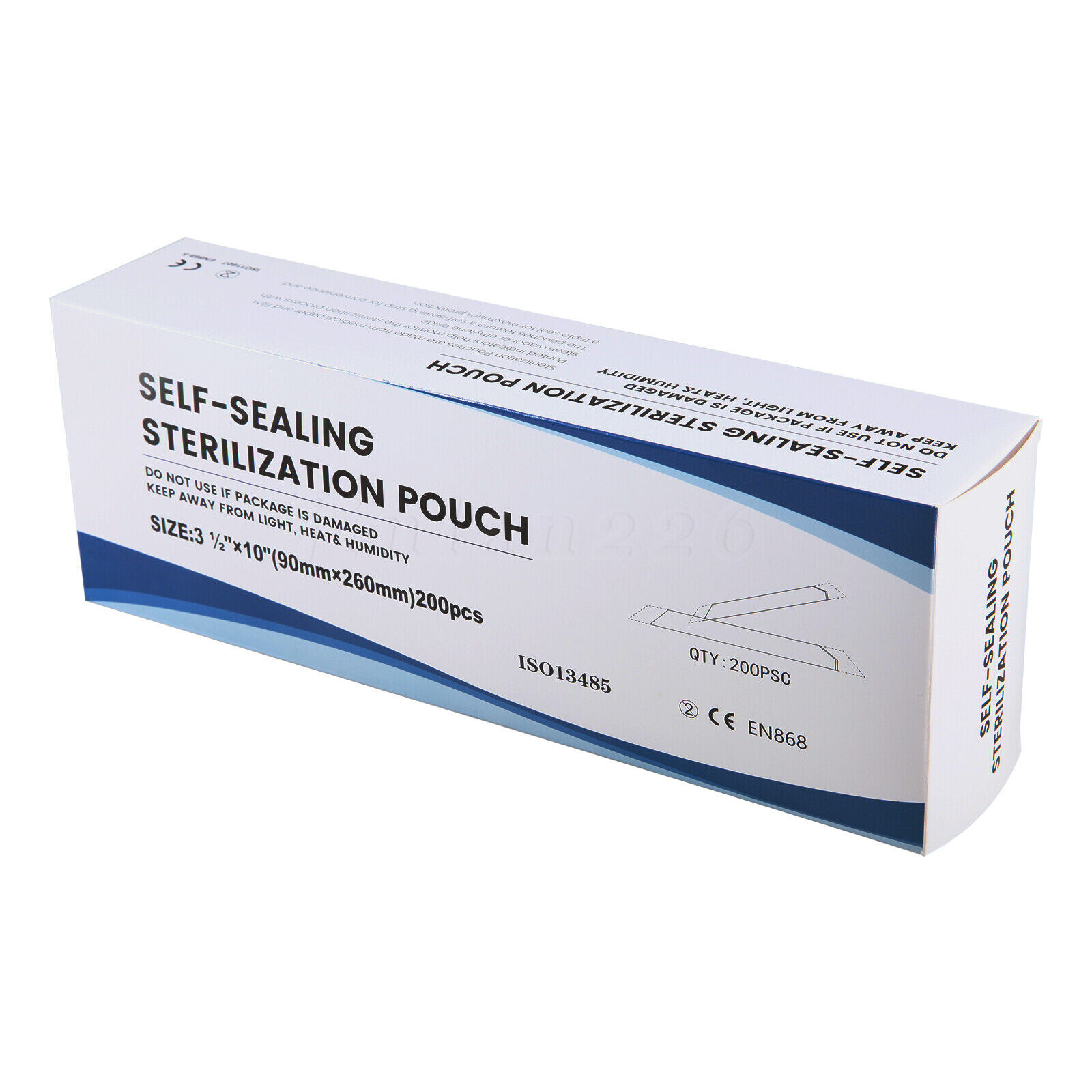 200 Self-Sealing Sterilization Pouch, 3.5″ x 10″ Paper/Blue Film (1 Box)