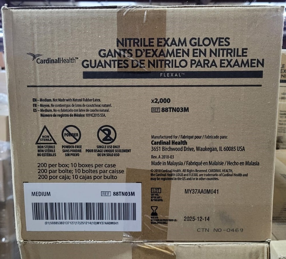 Cardinal Health Nitrile Exam Gloves Flexal , Finger Texture 2,000 Count Case