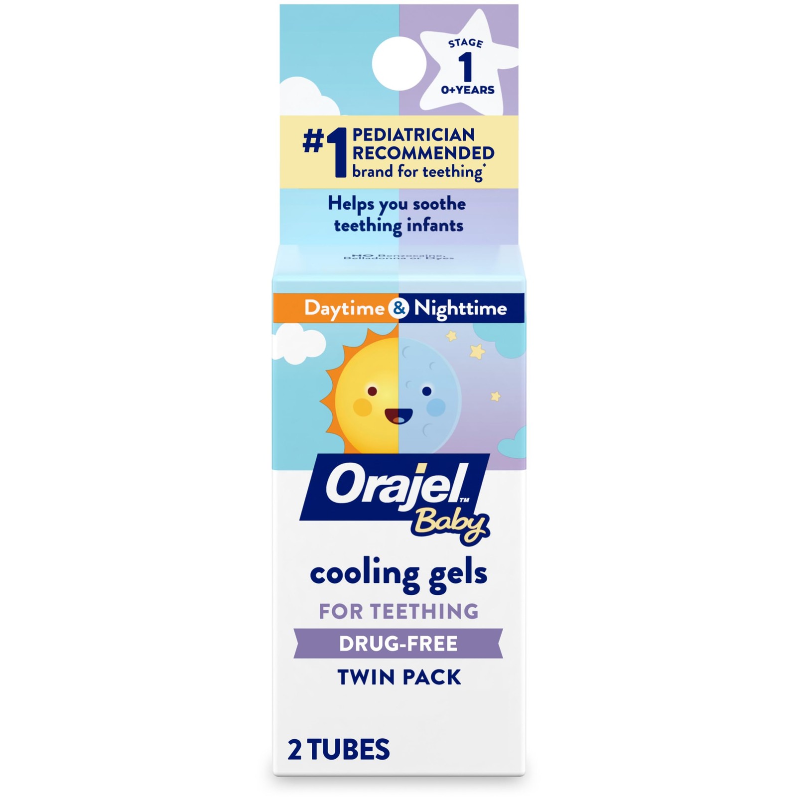 Orajel Baby Daytime & Nighttime Cooling Gels 0.18 Ounce (Pack of 2), clear