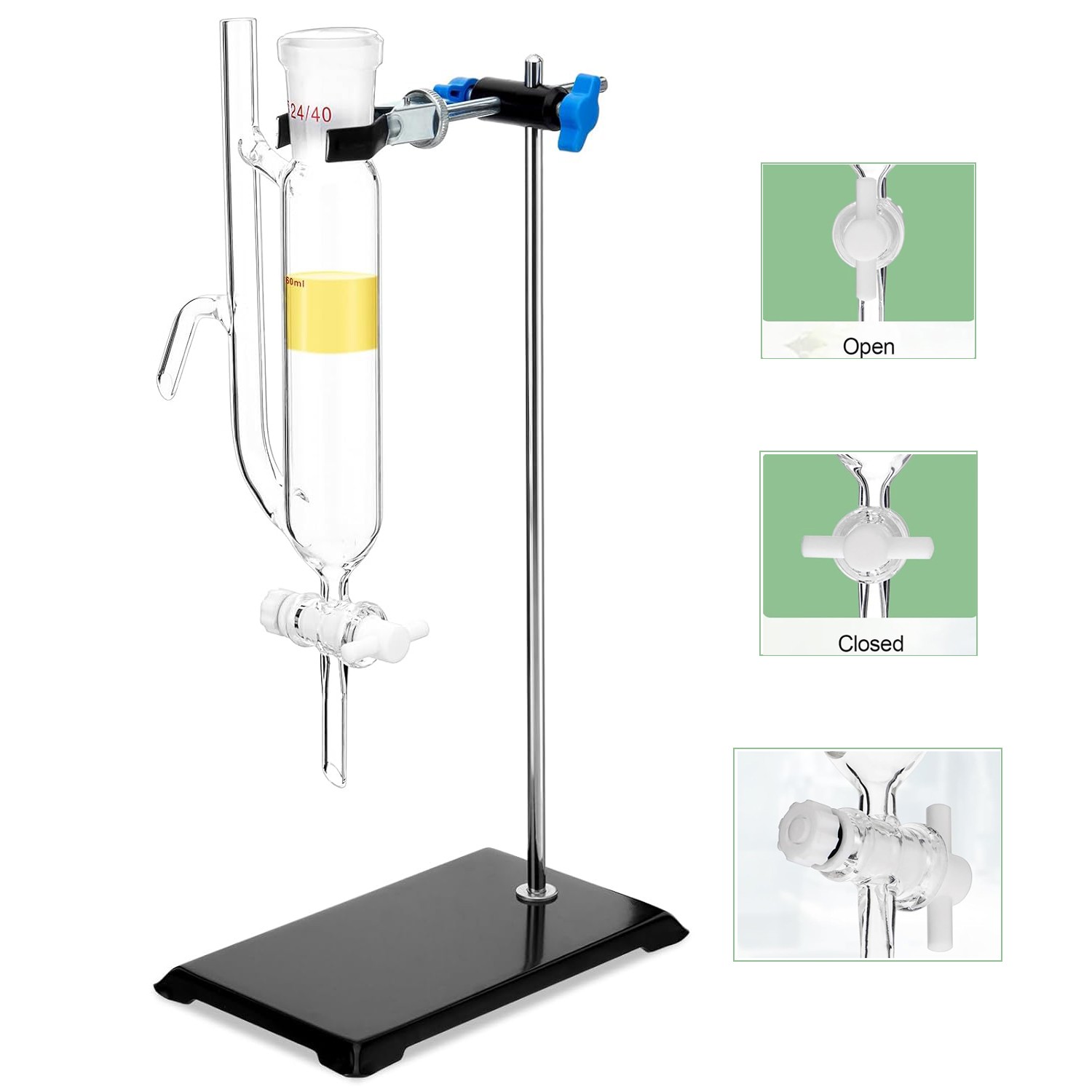 60ml 24/40 Oil Water Receiver Separator Essential oil distillation kit w/ Stand