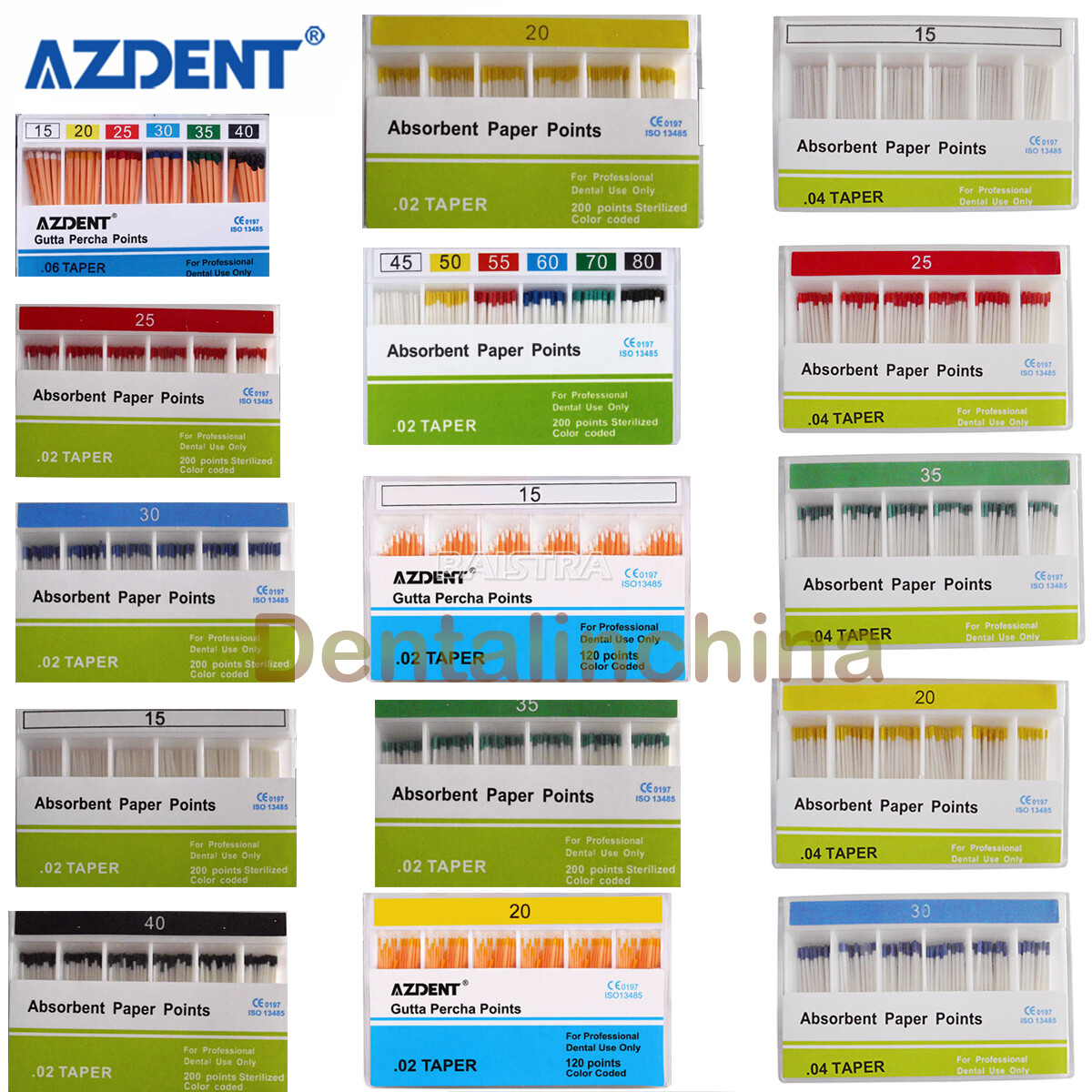 Dental Absorbent Paper Points Gutta Percha Points Eododontic PP/GP 0.04/02 Taper