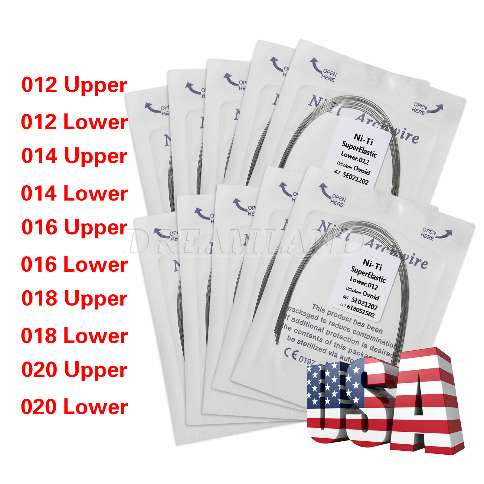 10 Bags Dental Ortho Super Elastic Niti Round Arch Wire Ovoid Form 10 Sizes