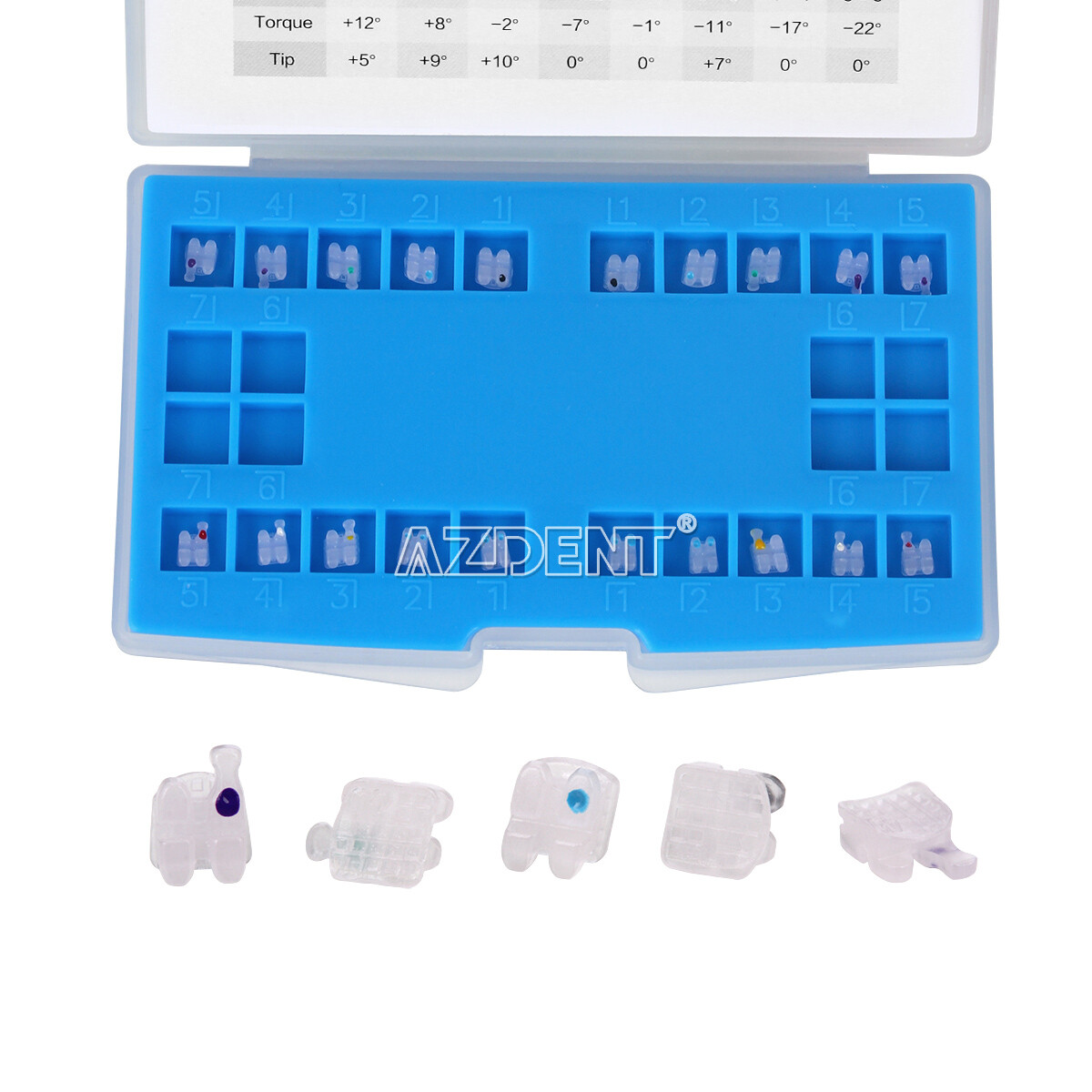 AZDENT Dental Orthodontic Ceramic Brackets Braces Roth MBT.022/018 Hooks 3 4 5