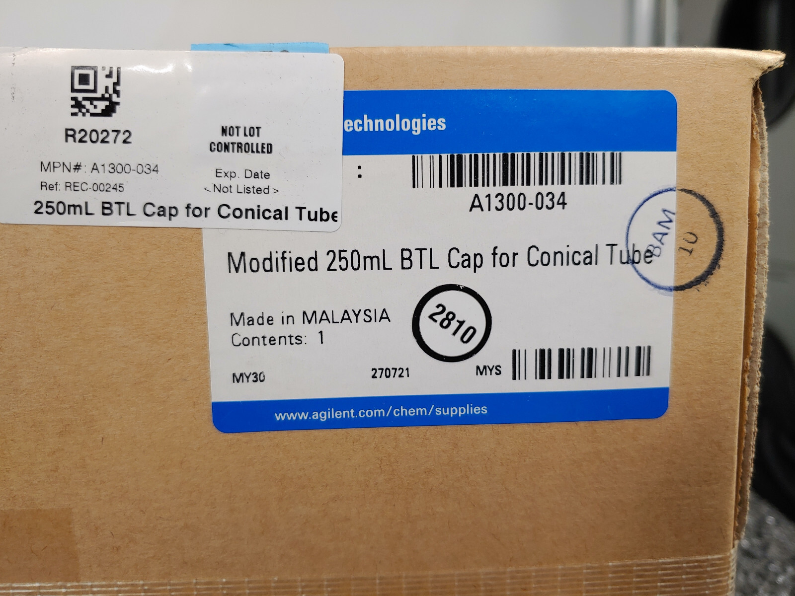 AGILENT A1300-034 Modified 250mL BTL Cap for Conical Tube