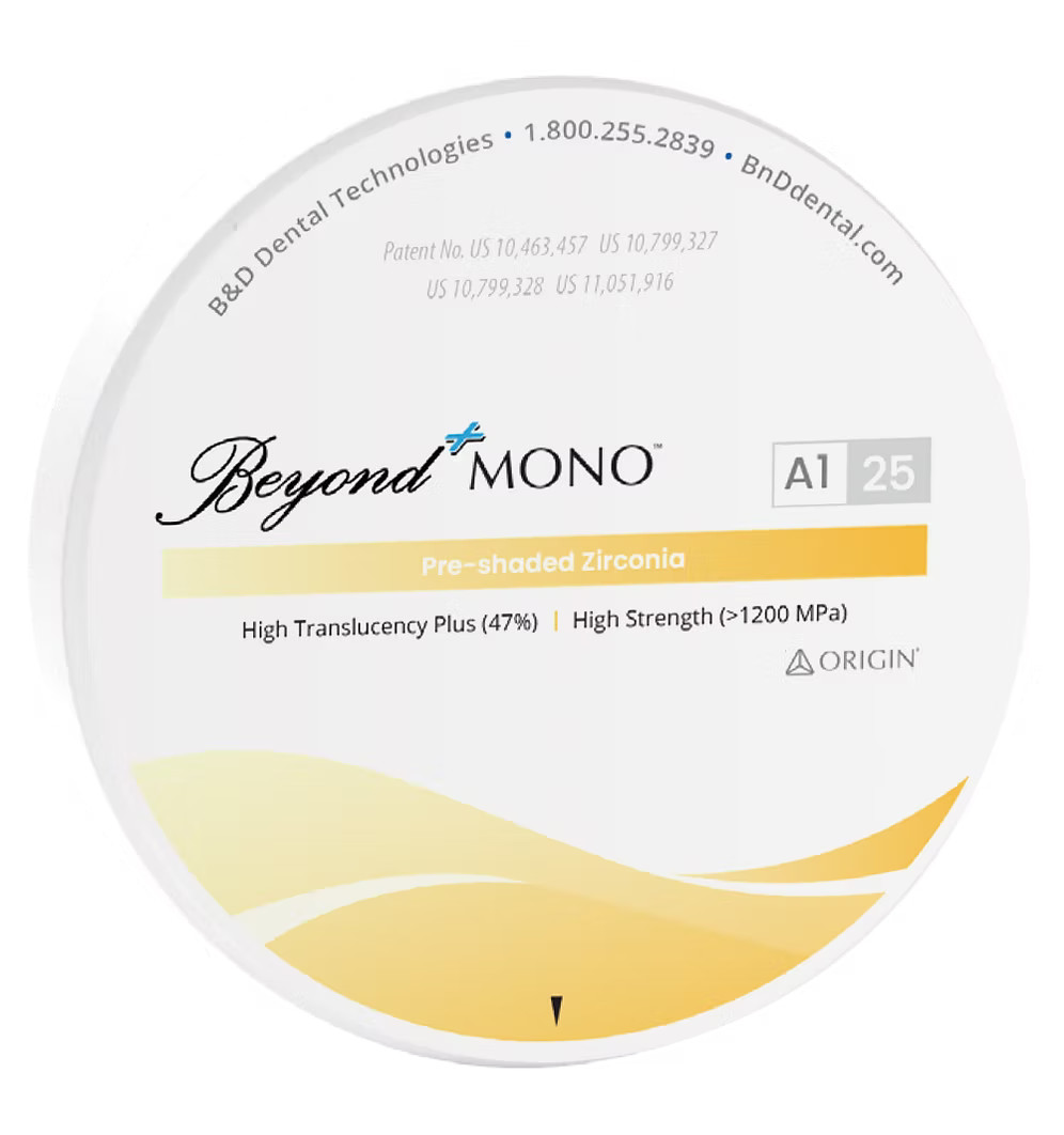 Origin® Beyond Plus Mono Zirconia for Dental Lab | 47% Translucent, 1200+ MPa