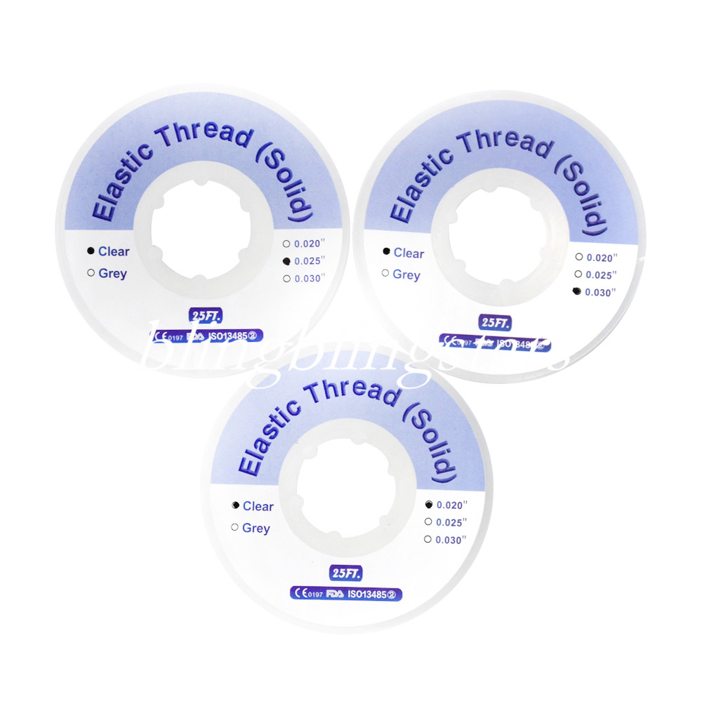 25 Feets/Roll Dental Orthodontic Powerful Solid Elastic Thread 020 025 030 Clear