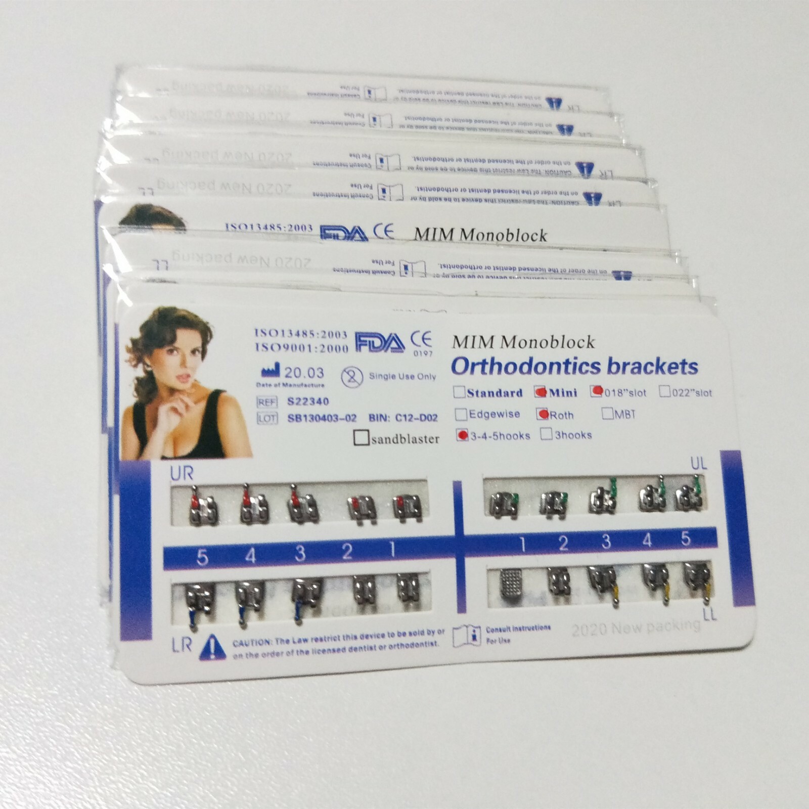 5 Sets Dental Orthodontic Metal Brackets MIM Monoblock Mini Roth 018 345 Hooks