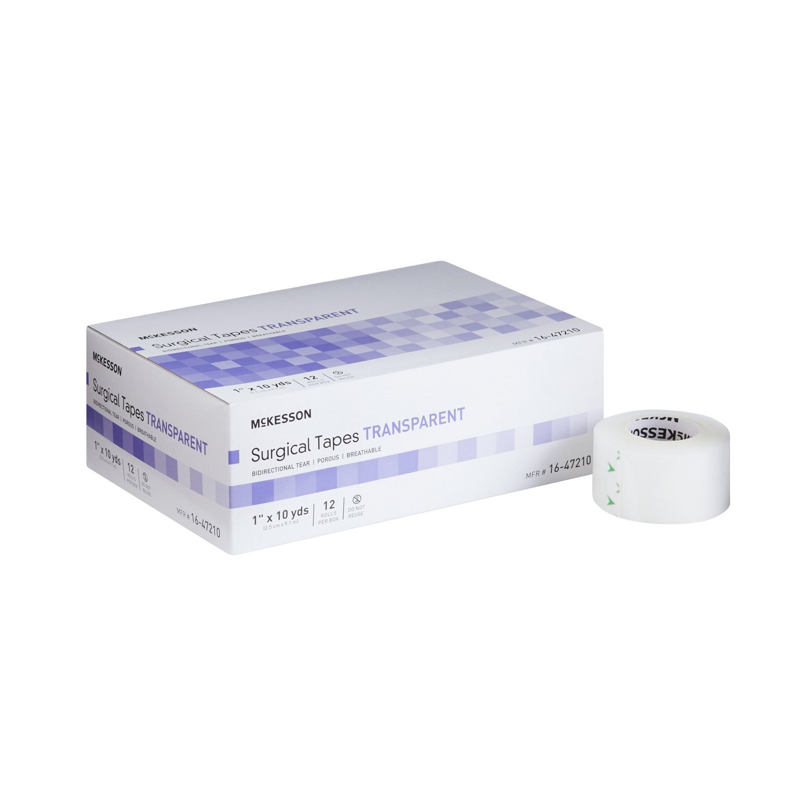McKesson Plastic Medical Tape, 1 Inch x 10 Yard, Transparent-Box of 12