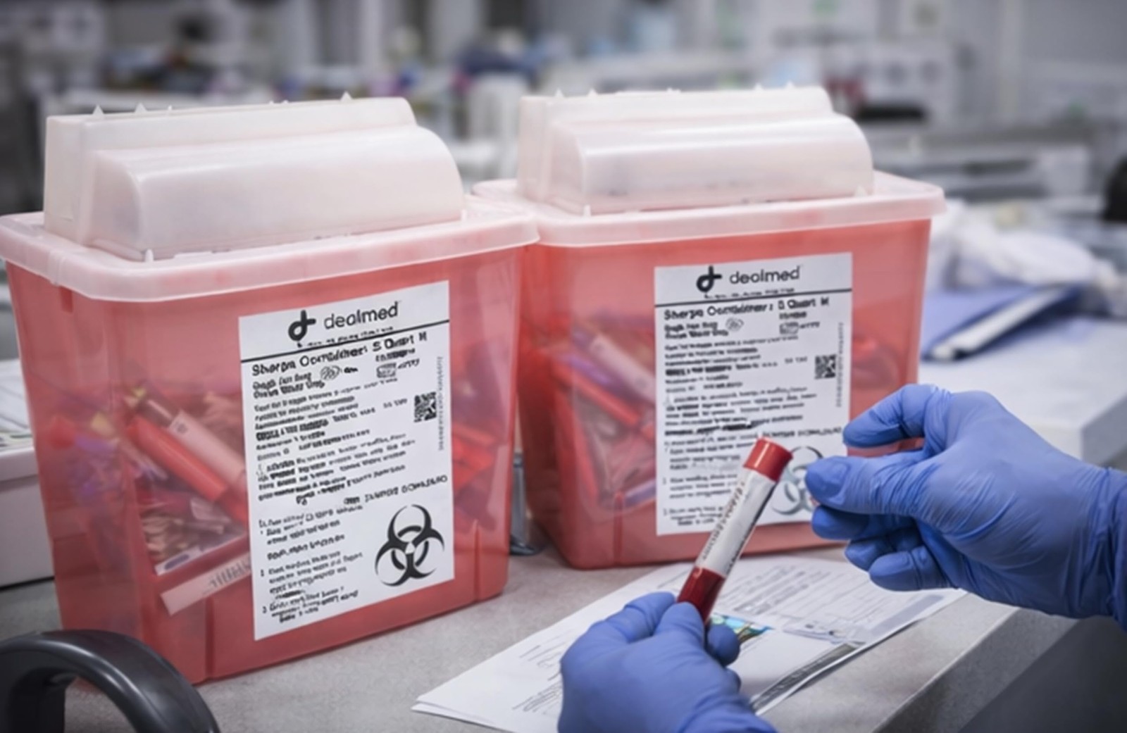 Dealmed Sharps Container 5 Quart Case Of 20 Mailbox Lid Puncture Resistant Red