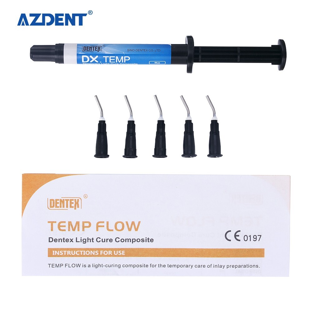 Dental Temporary Flow Light Cure Blue Filling Composite Resin DENTEX 2.5g Blue