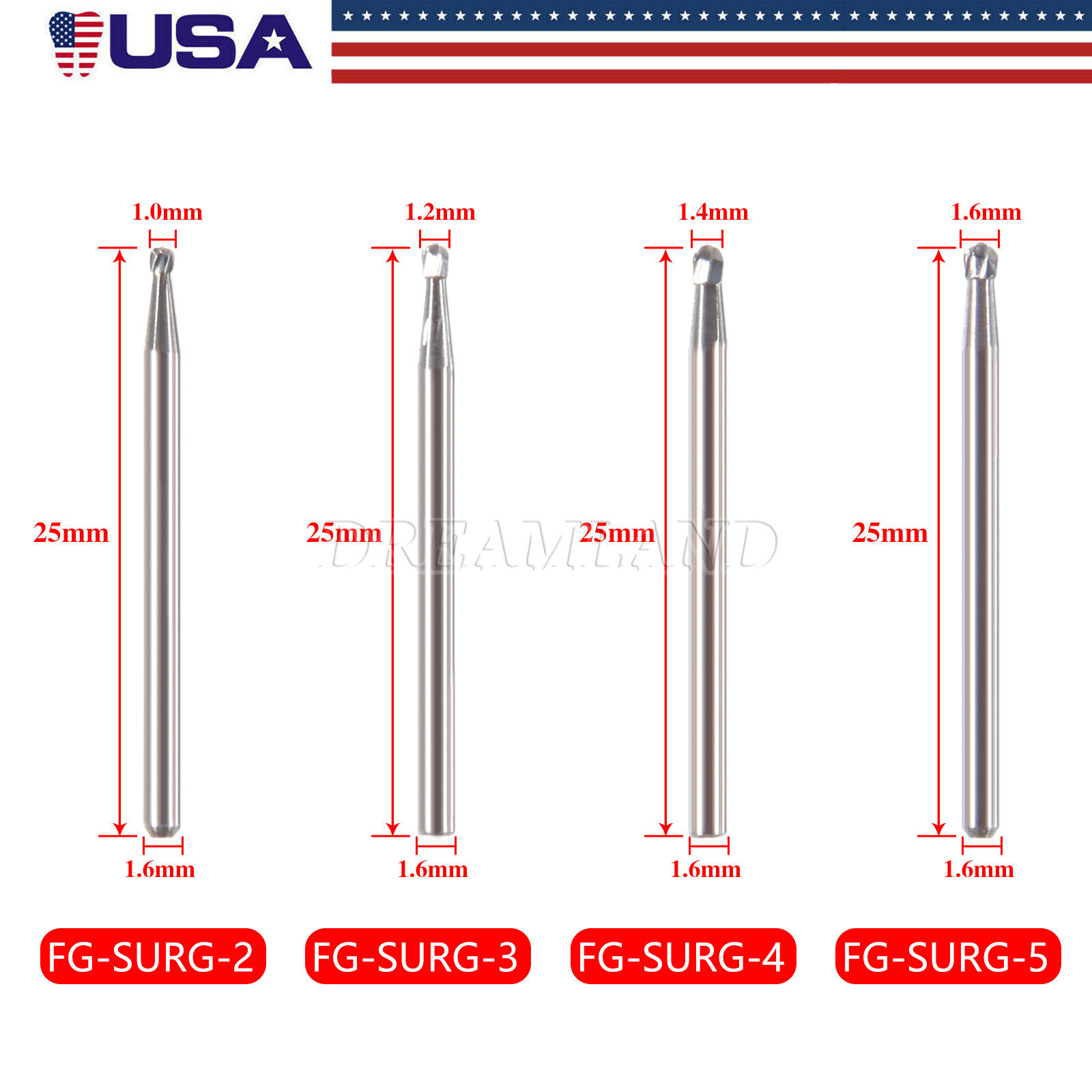 Dental Surgical Length Bur 25mm Tungsten Carbide FG 1.6mm FGOS FG SURG