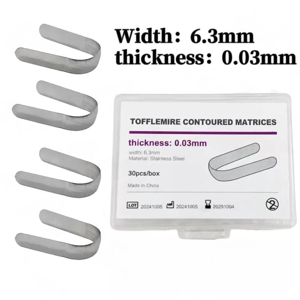 30 Pcs/Box Dental Double-Side Stainless Steel Matrices Matrix Bands 0.03/0.038mm