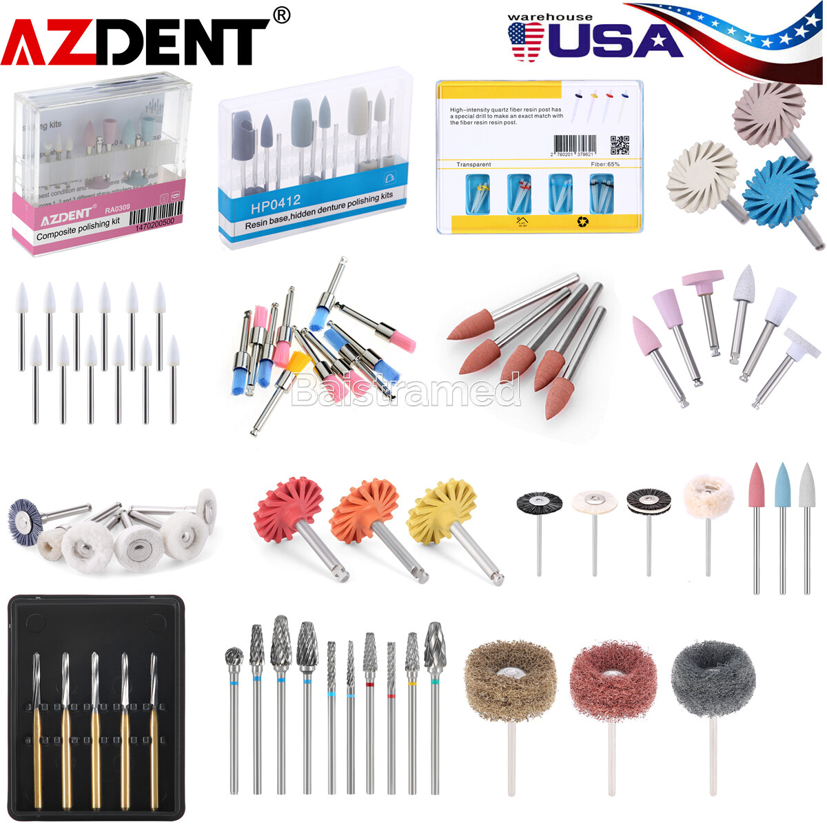 Dental Diamond Burs Cups Composite Polishing Kit Ceramics RA HP FG Shank Type