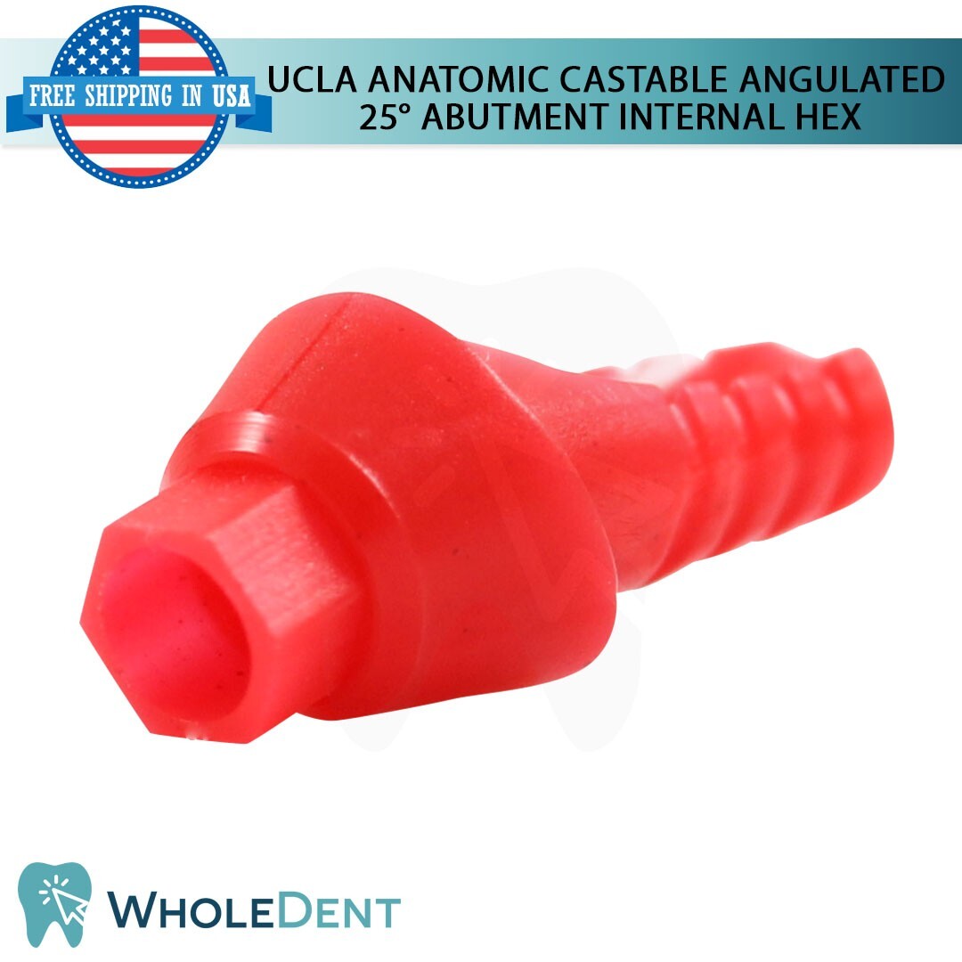 5x UCLA Angulated Anatomic Fully Castable Abutment 25° Int Hex Instrument Tool