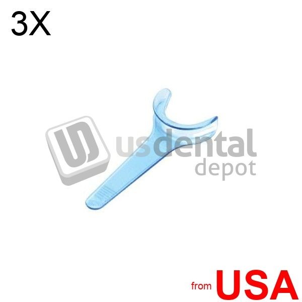 3X LOT of PLASDENT Cheek Retractor-Hand-held ADULT CLEAR BLUE 2/Pk. Autoc 423498