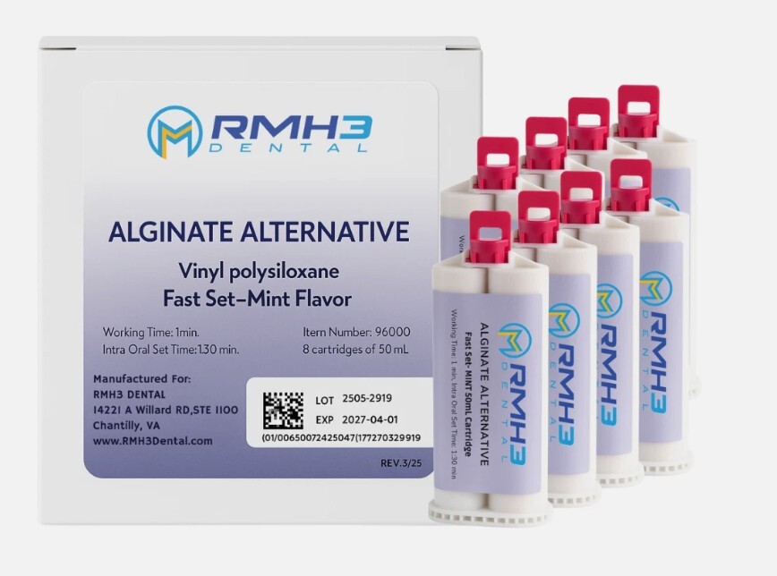 RMH3 Dental VPS Alginate alternative, Fast set, Mint flavor, 8 – 50mL