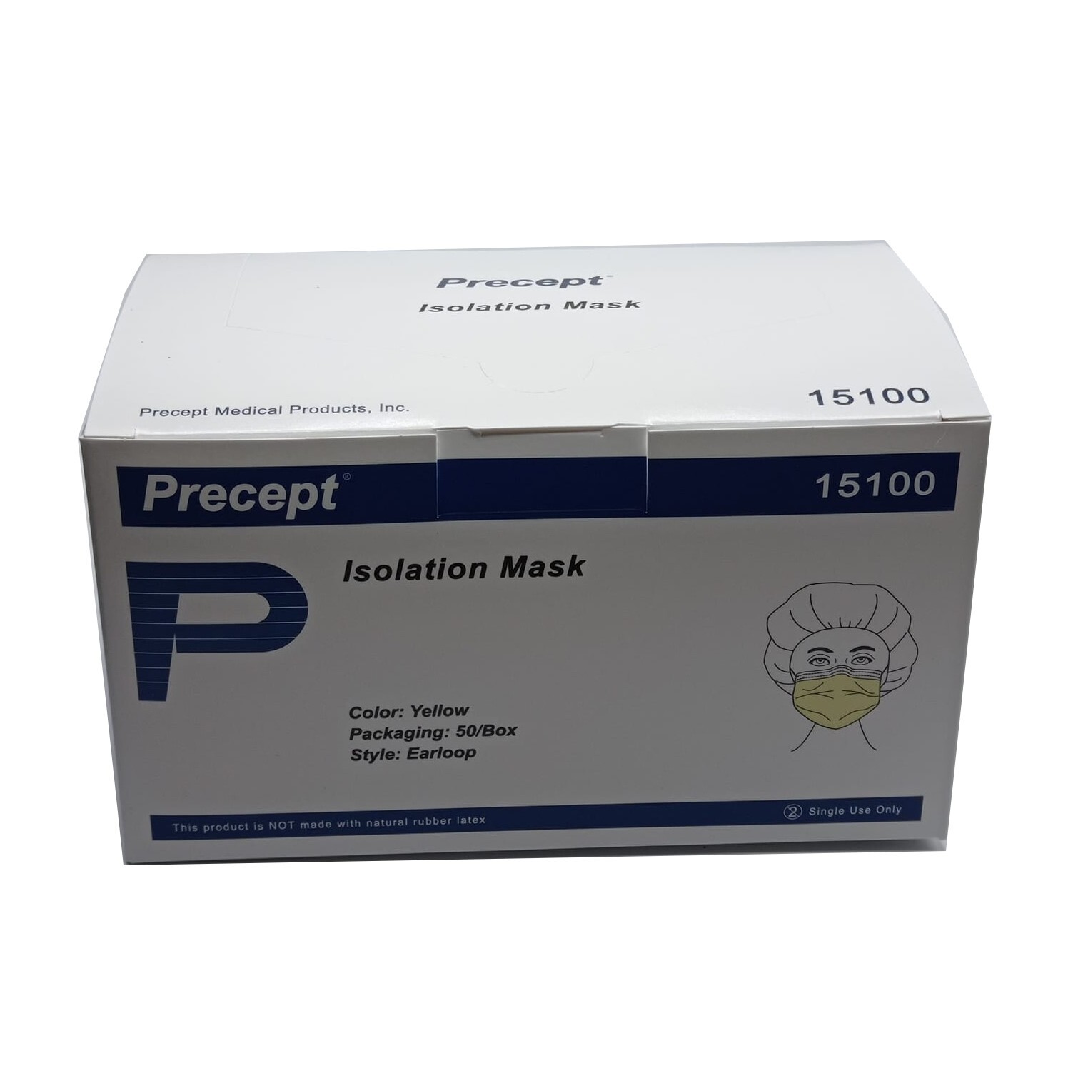 15100 Precept Procedure Mask Pleated Yellow Earloops One Size Fits Most 50 Pcs