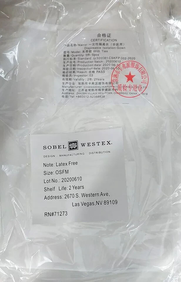 Sobel Westex Latex Free Disposable Isolation Gown With Ties ( 1 Pk W/5 Gowns )
