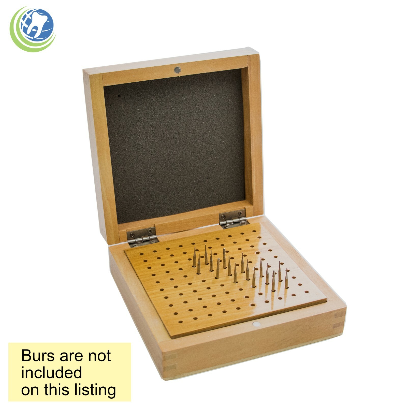 Wood Bur Block Holder Station w/ Lid Holds 100 Bits Fits up to 1/8″ Shank