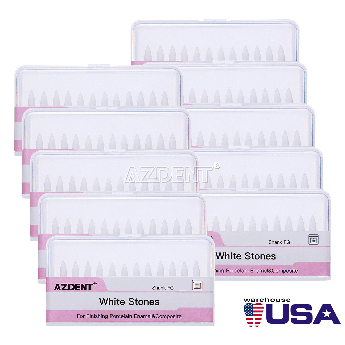 Dental Mounted White Polishing Stones Flame shape FG bur Arkansas Stone Points