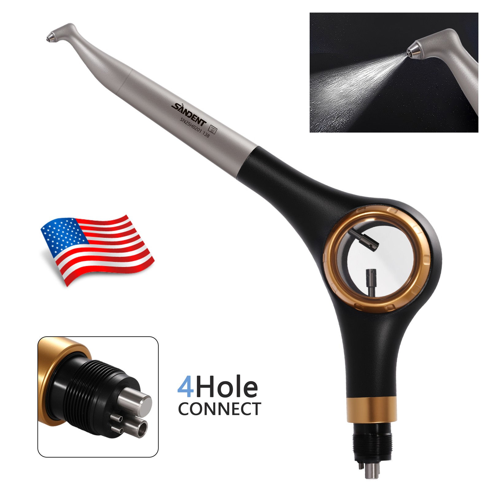 SANDENT Dental Air Flow Prophy Air Polisher Supra Handpiece 4 Holes