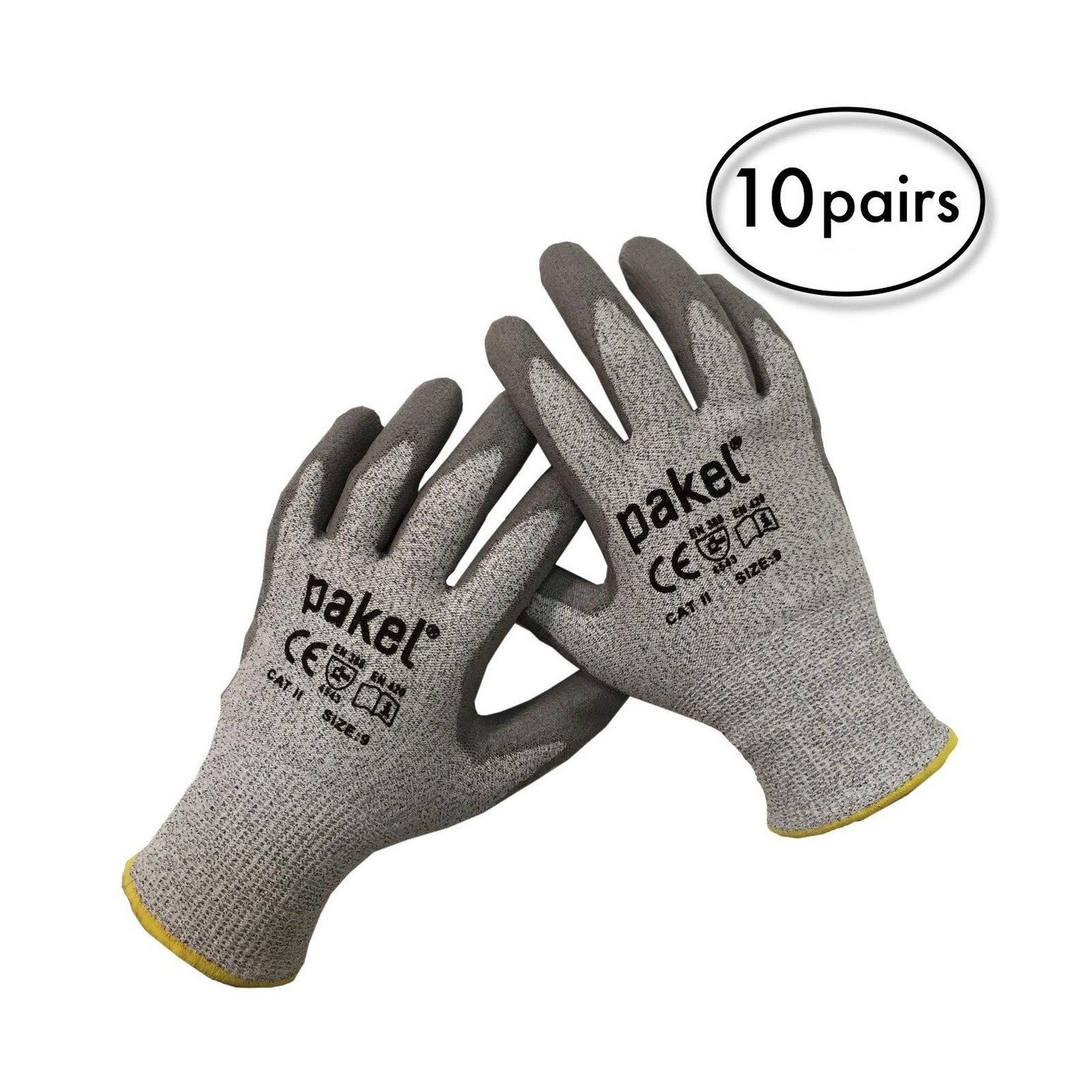 Pakel High Performance En388 CE Level 5 Cut Resistant Knit Wrist Gloves (Size…