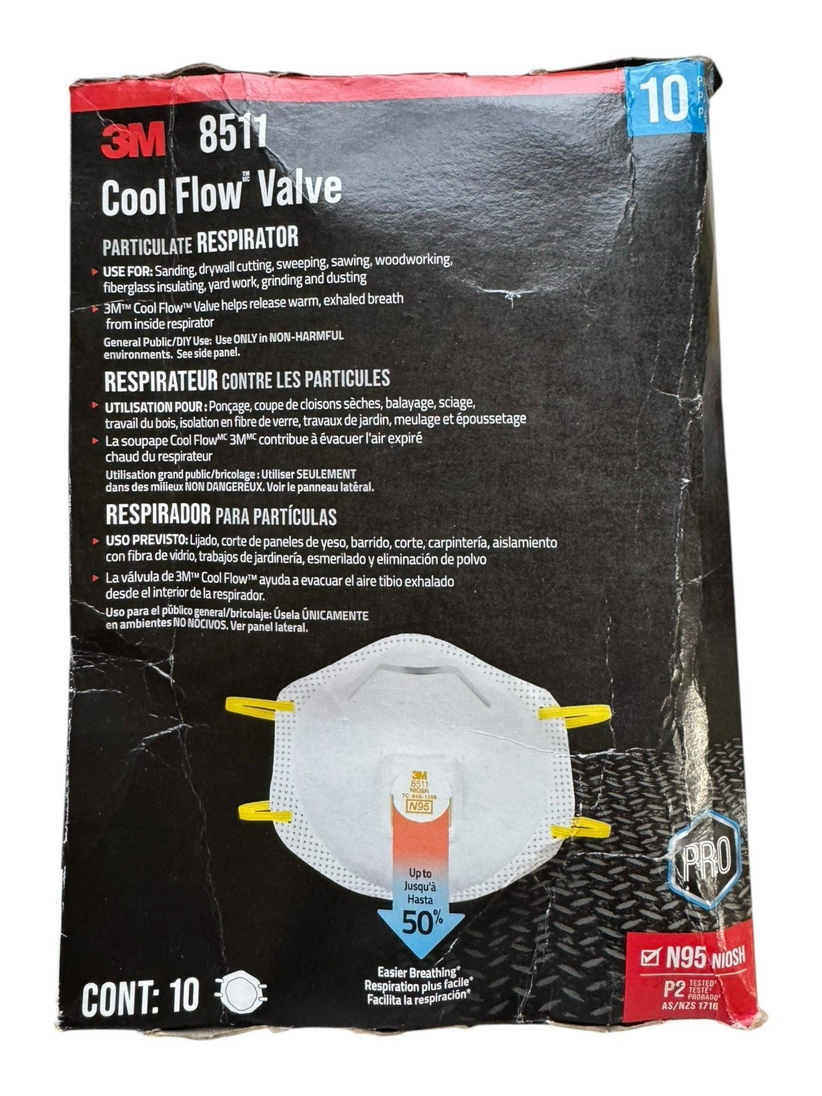 3M 8511 N95 Particulate Respirator Masks Cool Flow Valve – 10 Ct – Ex: 4/31