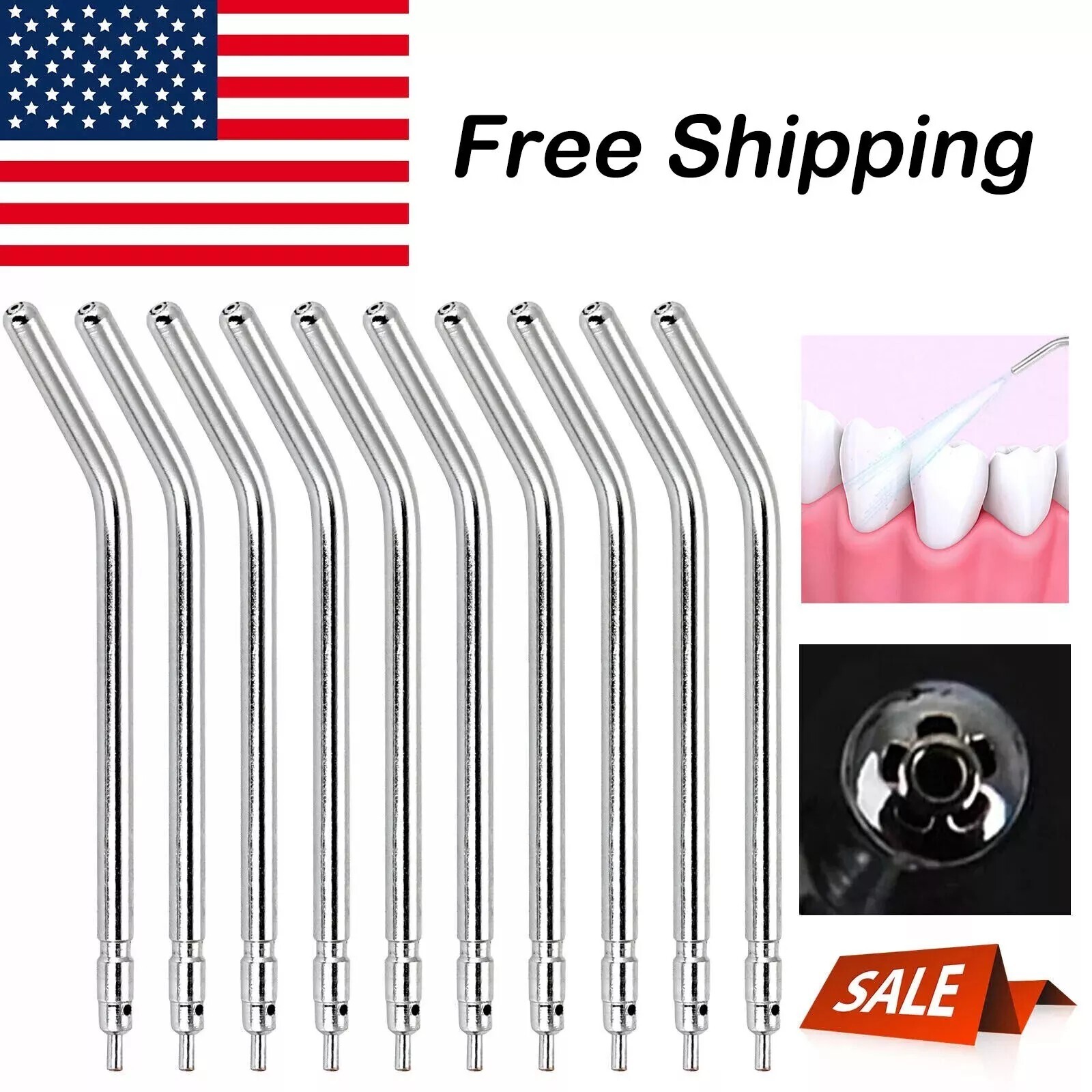 50Pcs Dental Air Water Spray Syringe Autoclavable Alloy Nozzles/Tips/Tubes