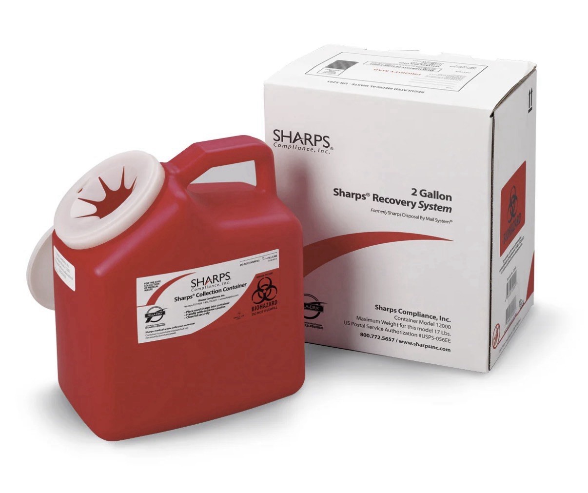 Needles & Sharps: 2 Gallon w/FREE Mail-Back Disposal System for Home,Clinics,2GA