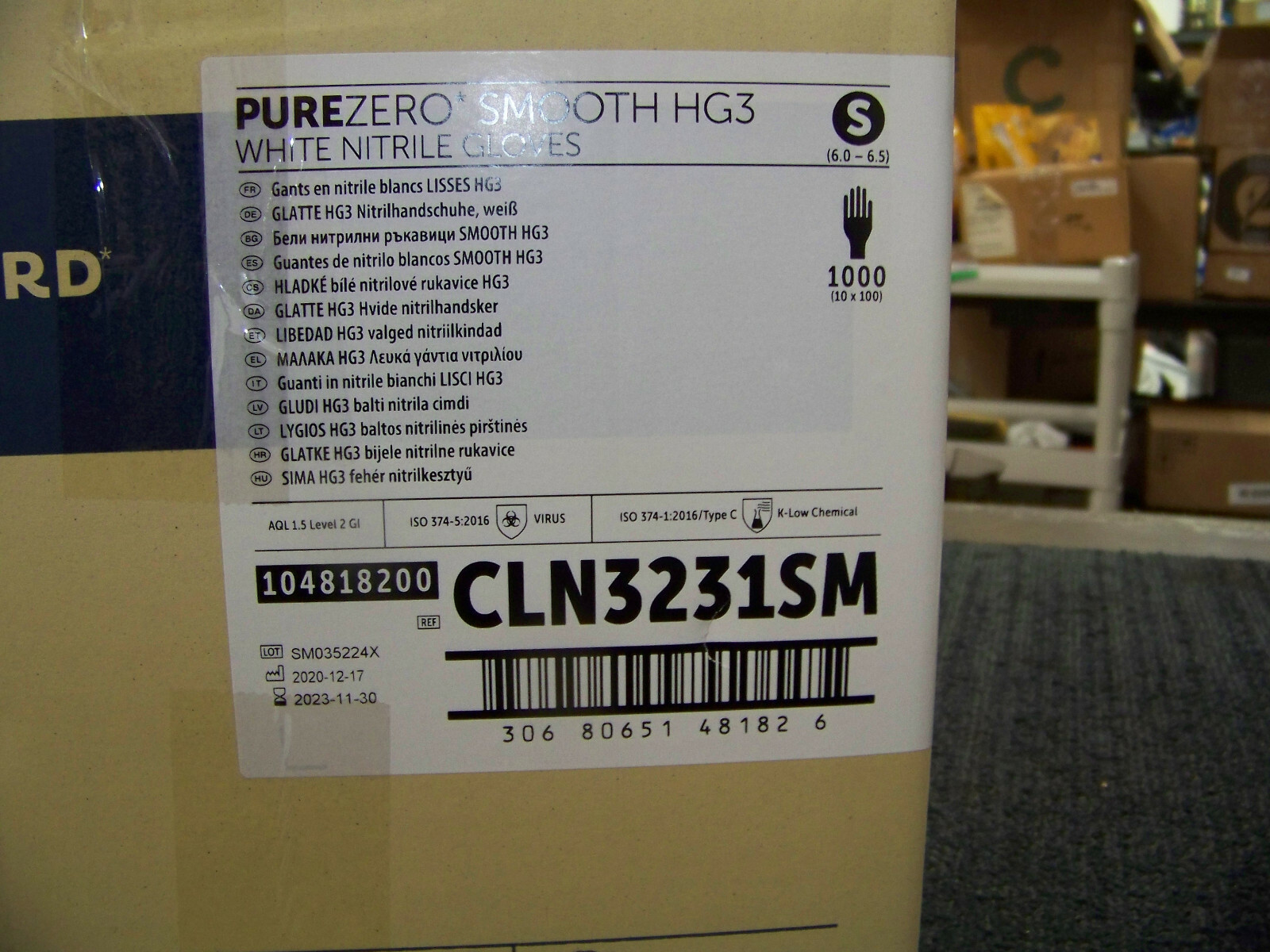 1000 pcs Halyard Purezero Smooth HG3 White Nitrile Gloves Small CLN3231SM New
