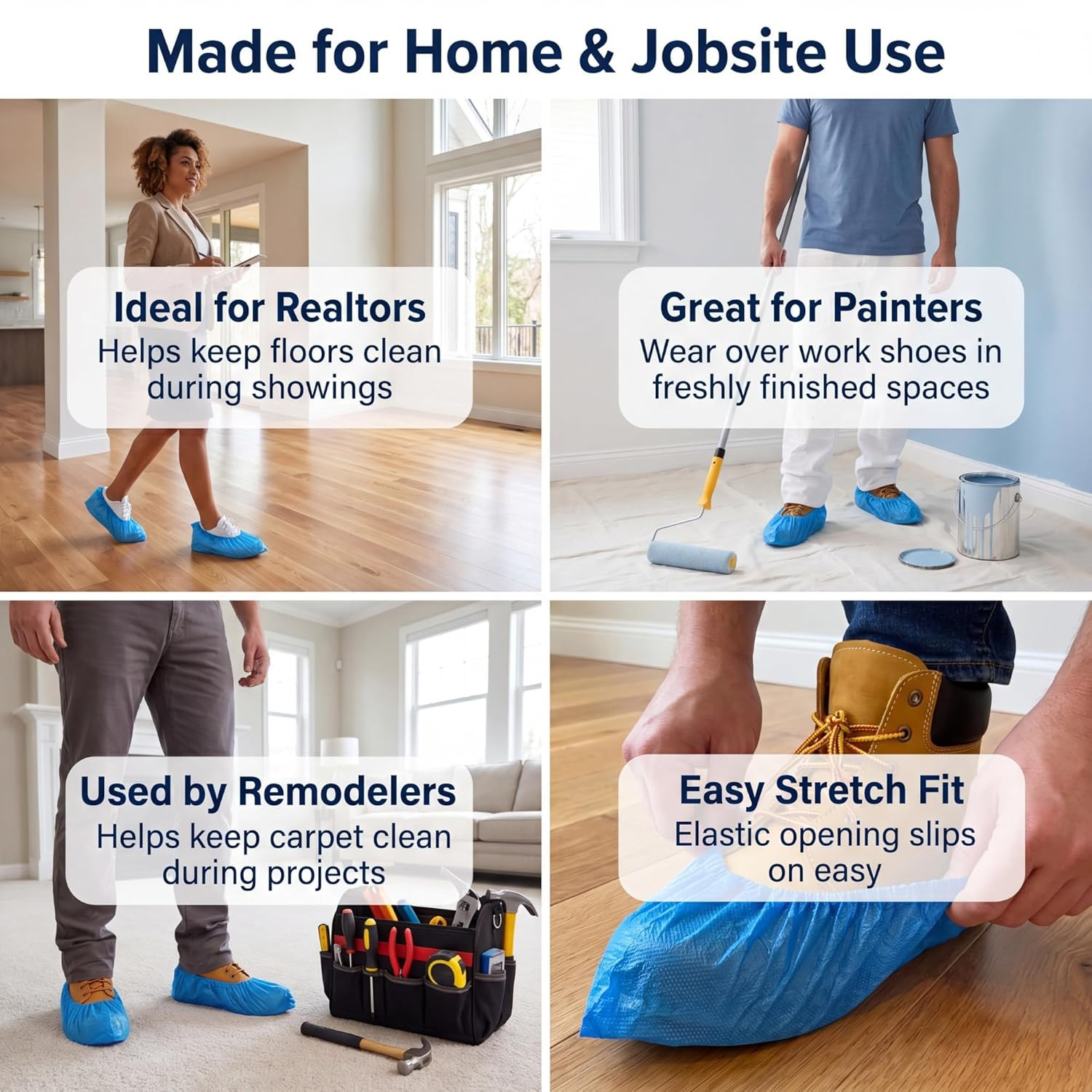 Extra Large Blue Waterproof Disposable Boot and Shoe Covers. Plastic Shoe Covers