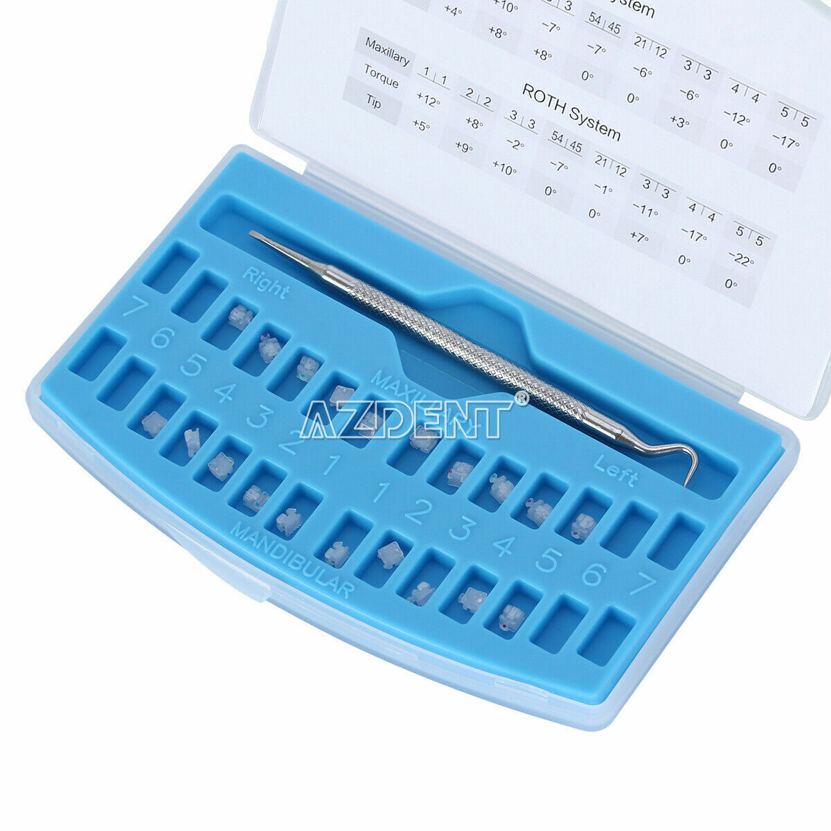 AZDENT Dental Self-Ligating Ceramic Bracket Braces MBT Roth 0.022 Hooks 345