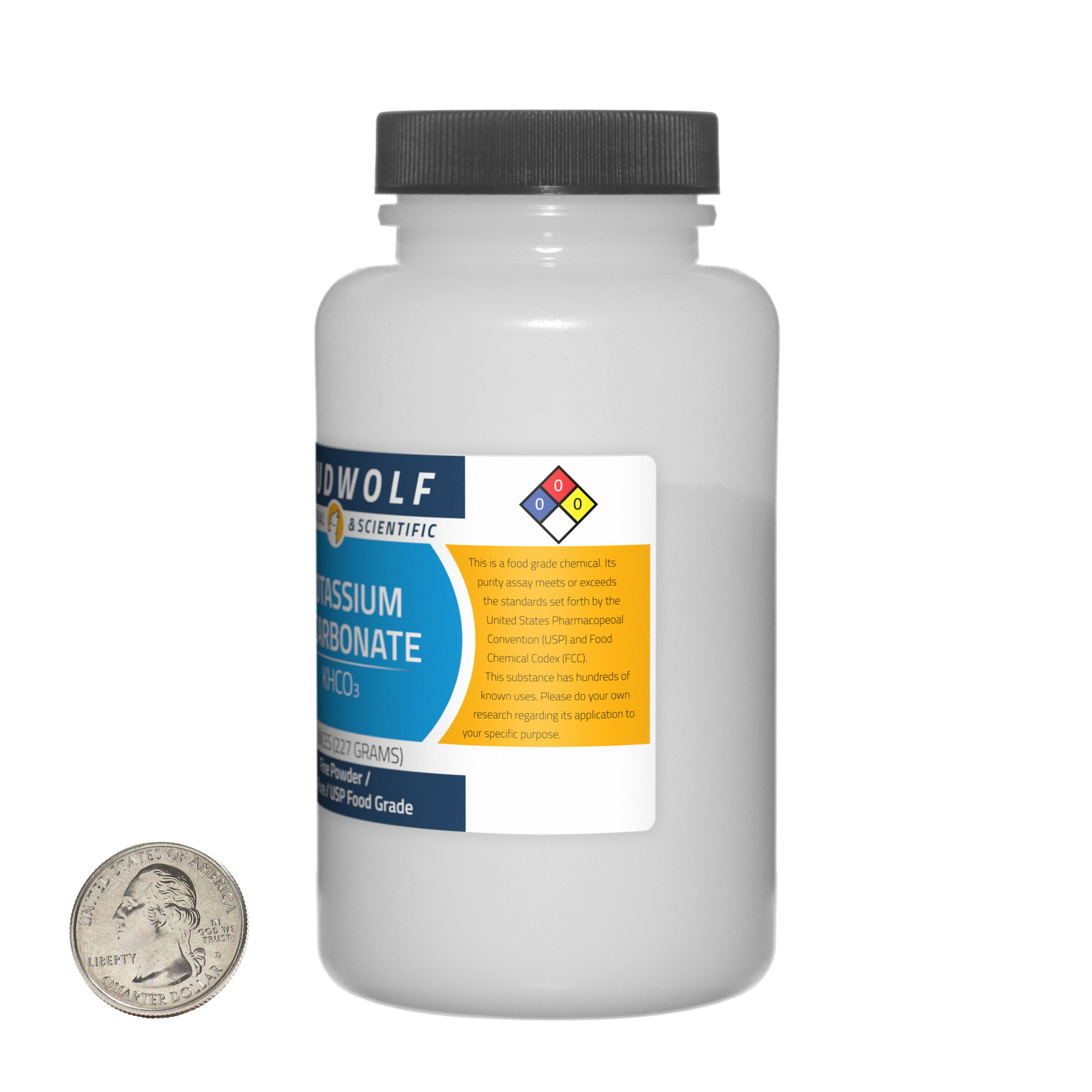 Potassium Bicarbonate / 1 Lb / 2 Bottles / 99% Pure USP Food Grade / Fine Powder