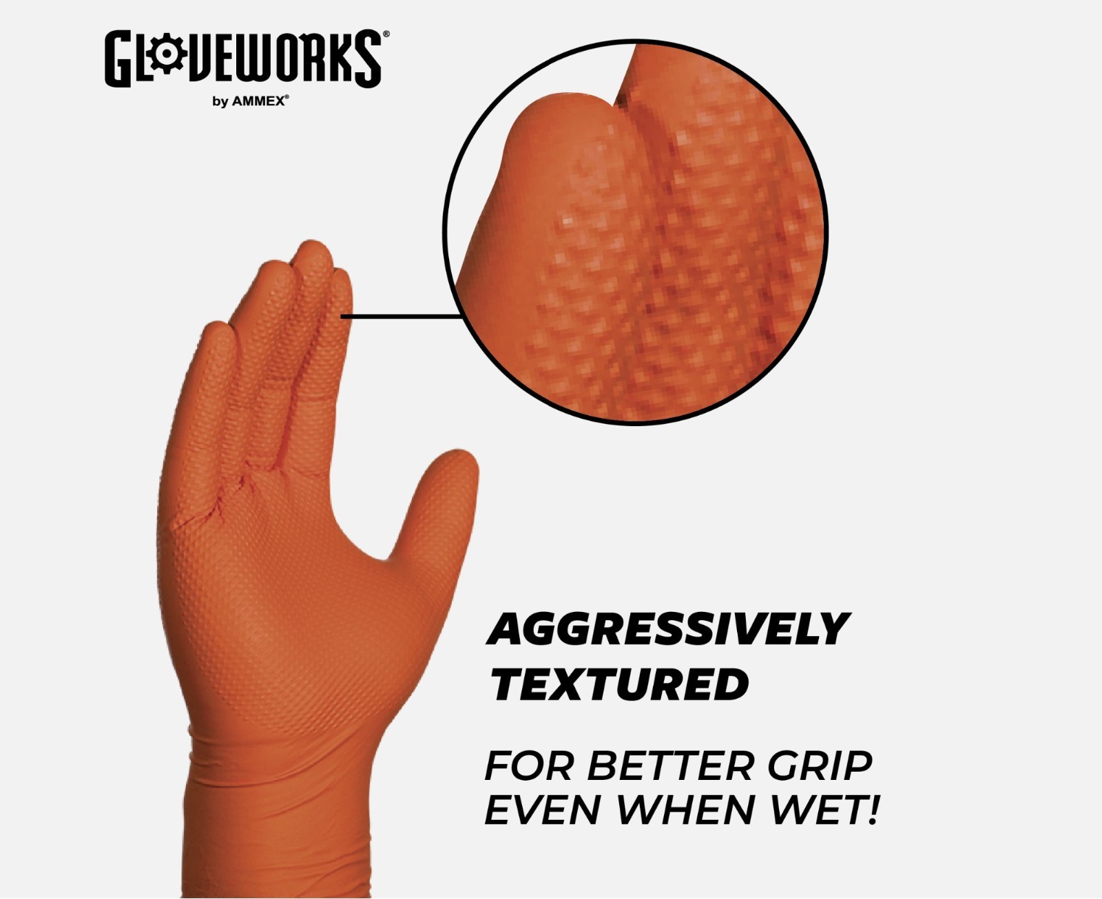 GLOVEWORKS 8mil Orange Nitrile Gloves, (Size: XL) / GWON48100