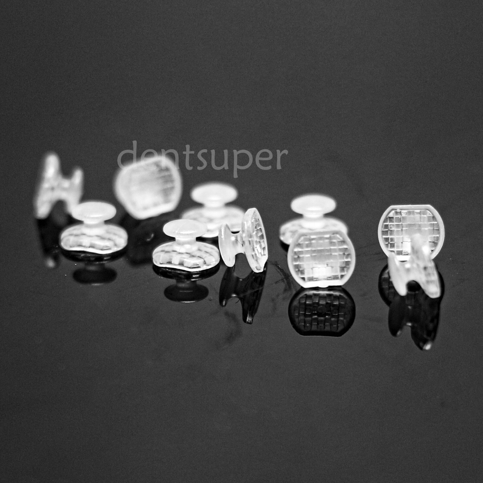 10Pcs/Pack Orthodontic Dental Bondable Ceramic Lingual Button Clear Round Base