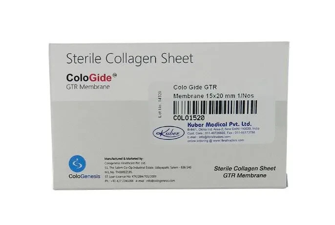 3 X NEW COLO GIDE STERILE COLLAGEN SHEET GTR MEMBRANE 10 x 15mm