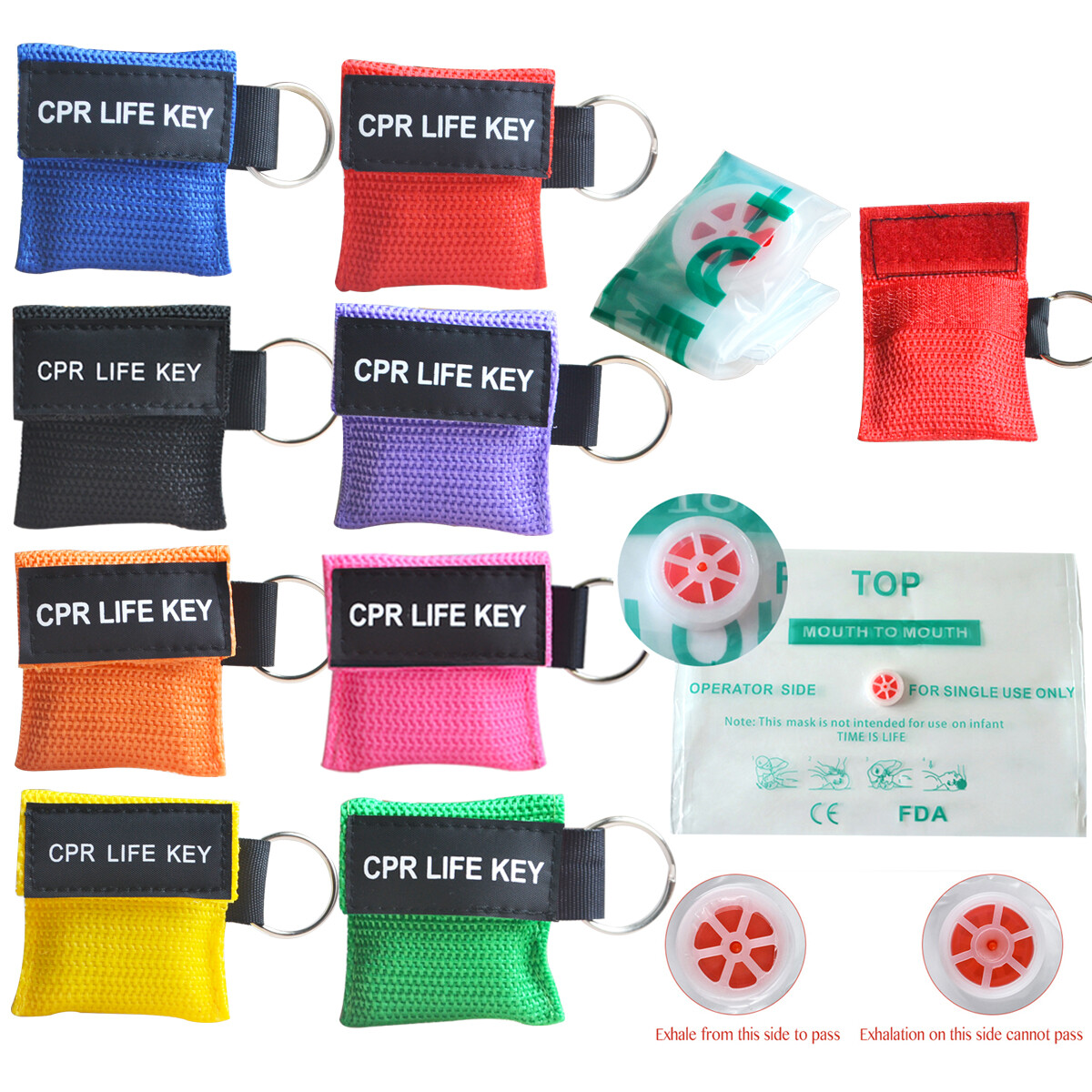 10pcs Keychain Resuscitation CPR Mask First Aid Training CPR Face Shield