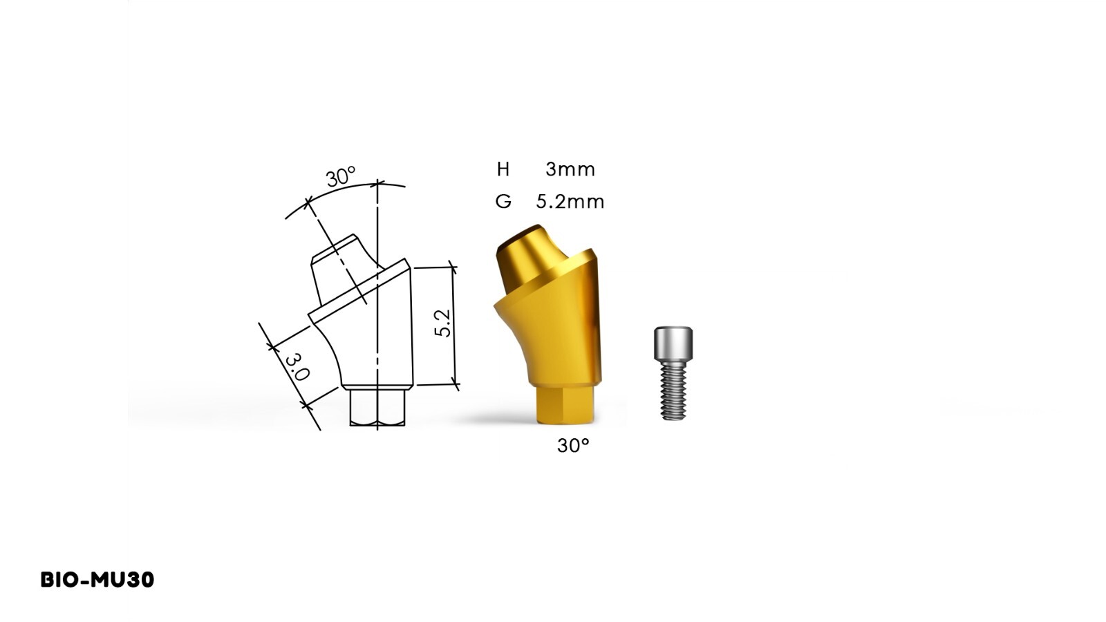 Angular Multi Unit Abutments 30° – Internal Hex system – Titanium