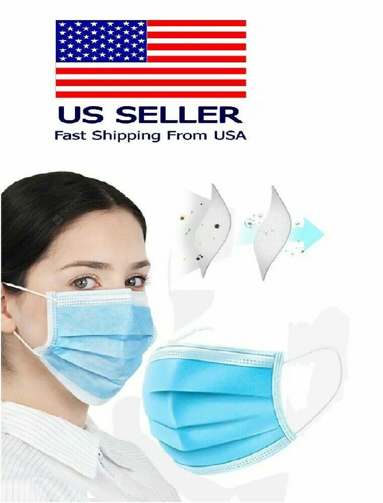 100 pcs 3-Ply Blue Face Protection Mask Earloop Surgical Mouth Dust Cover – USA