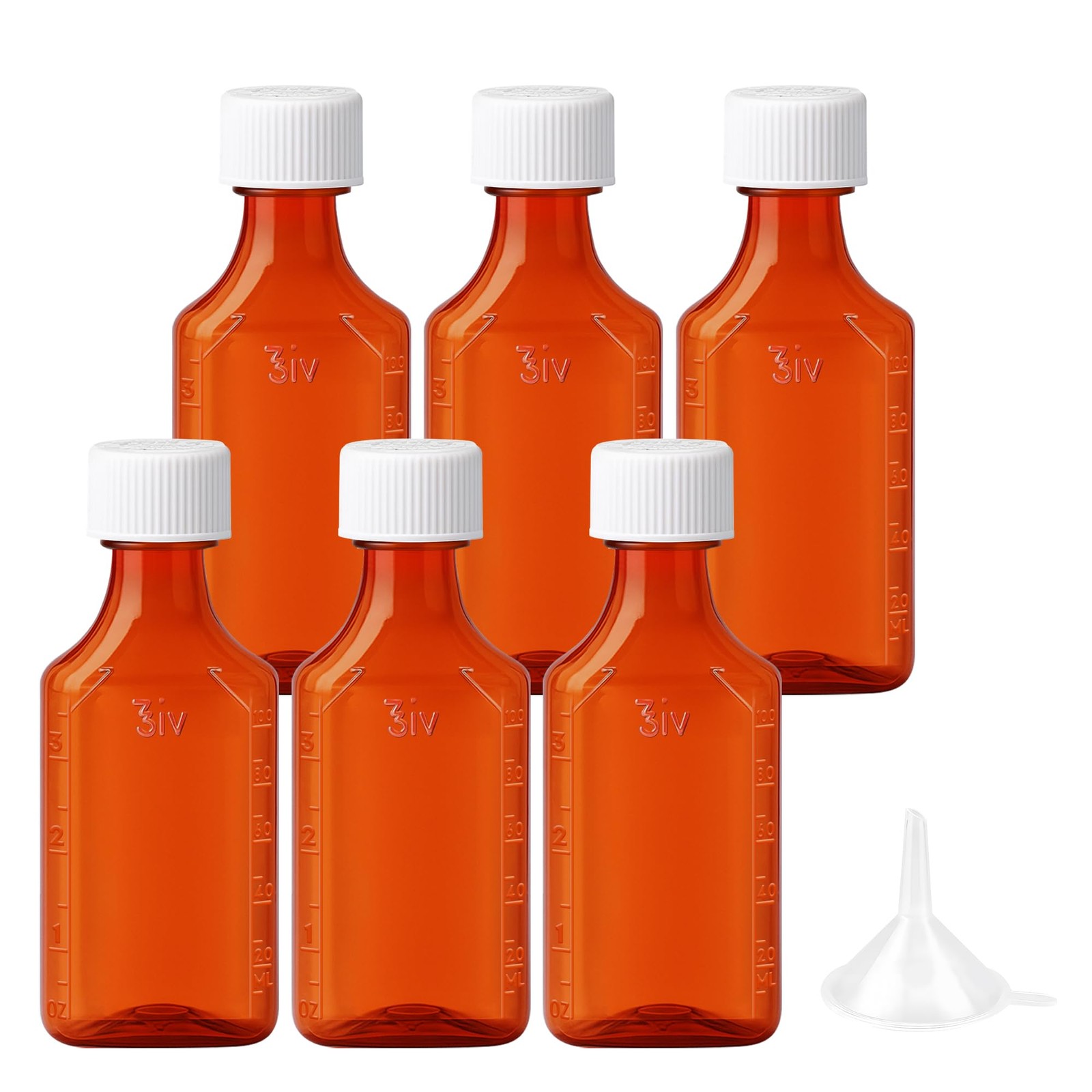 Zoeynex Child-Resistant 4oz Amber Plastic 1 Count (Pack of 6), Orange