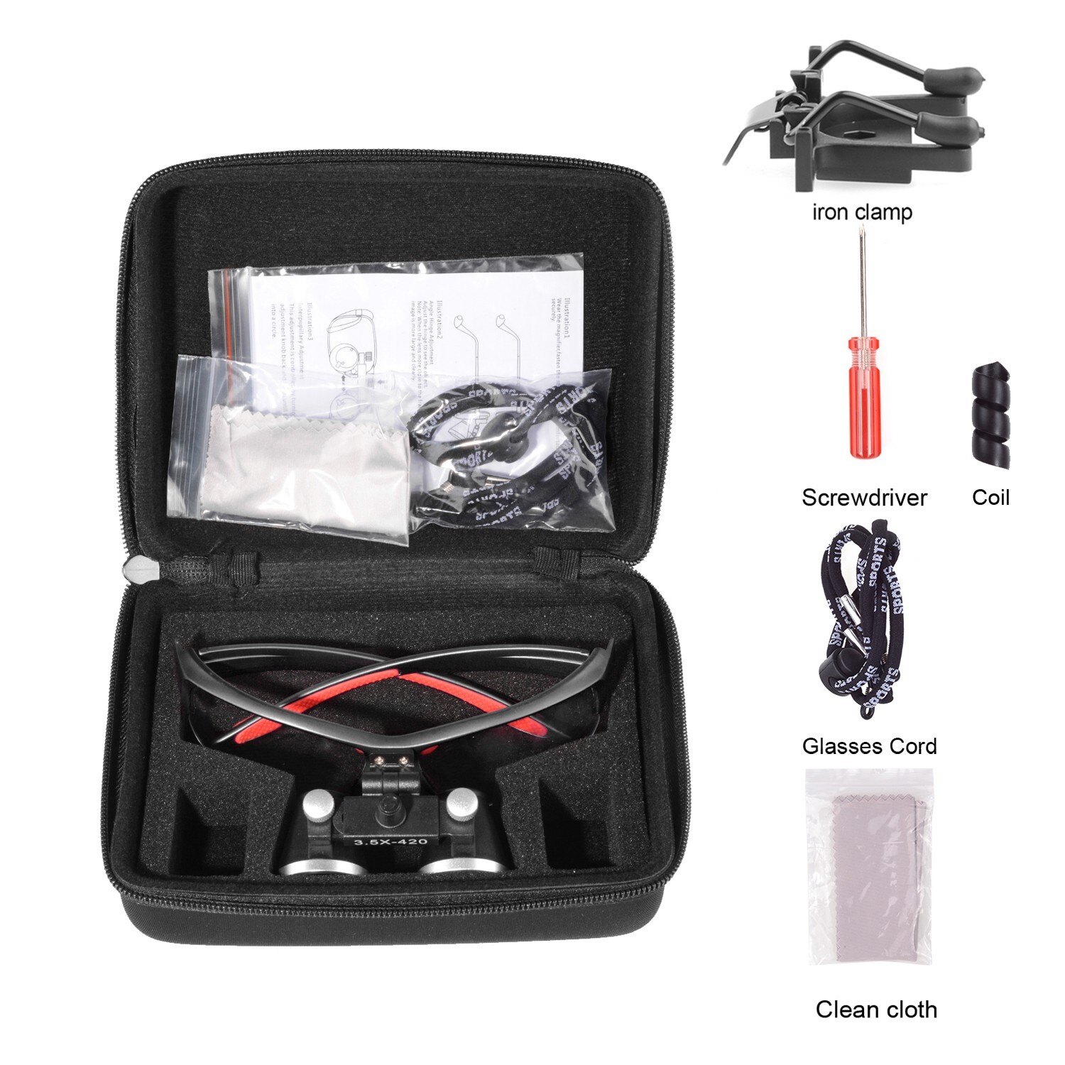 Dental Medical Binocular Loupes 3.5X-420mm Adjustable Magnifer Glasses Black US