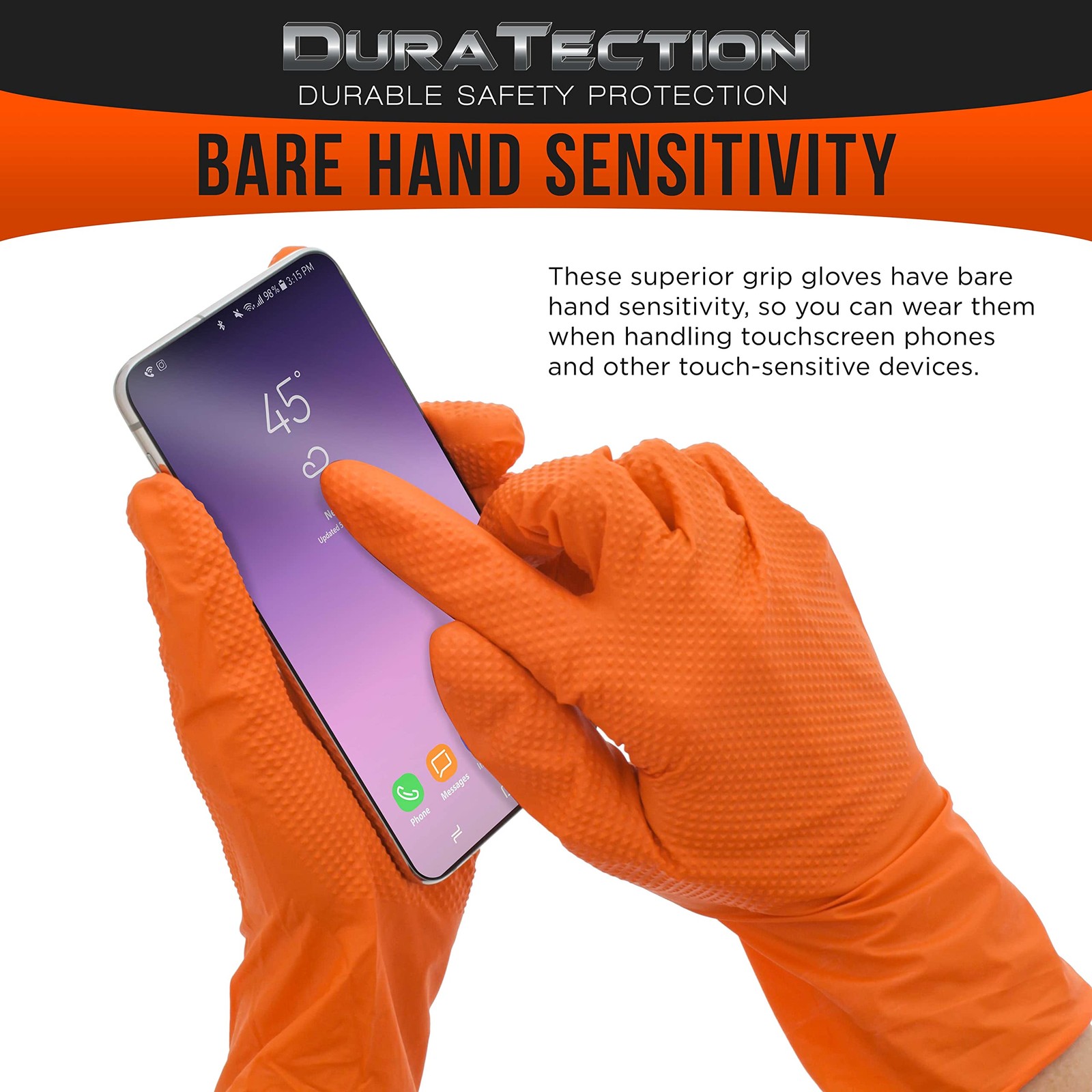 Dura-Gold Duratection 8 Mil Orange Super Duty Diamond Textured Nitrile