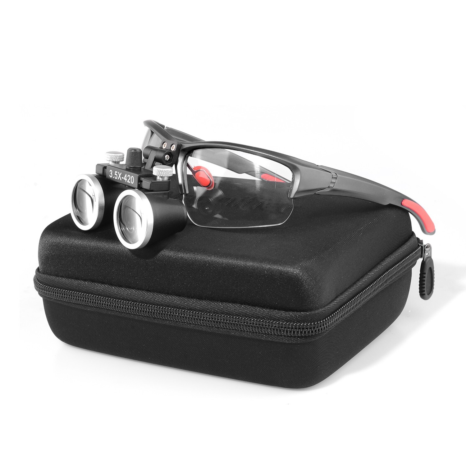 Dental Medical Binocular Loupes 3.5X-420mm Adjustable Magnifer Glasses Black US
