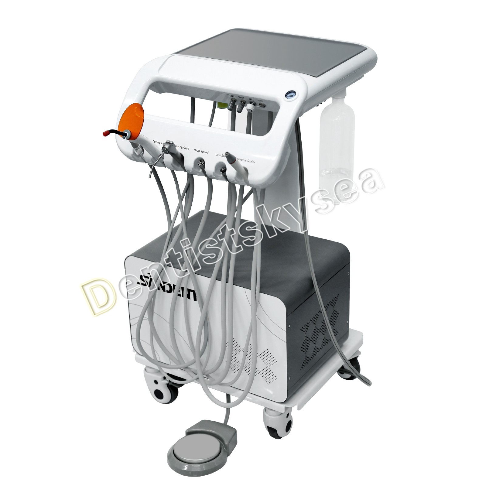 Mini Mobile Dental Unit with Air Compressor Portable Dental Therapy Cart Vet