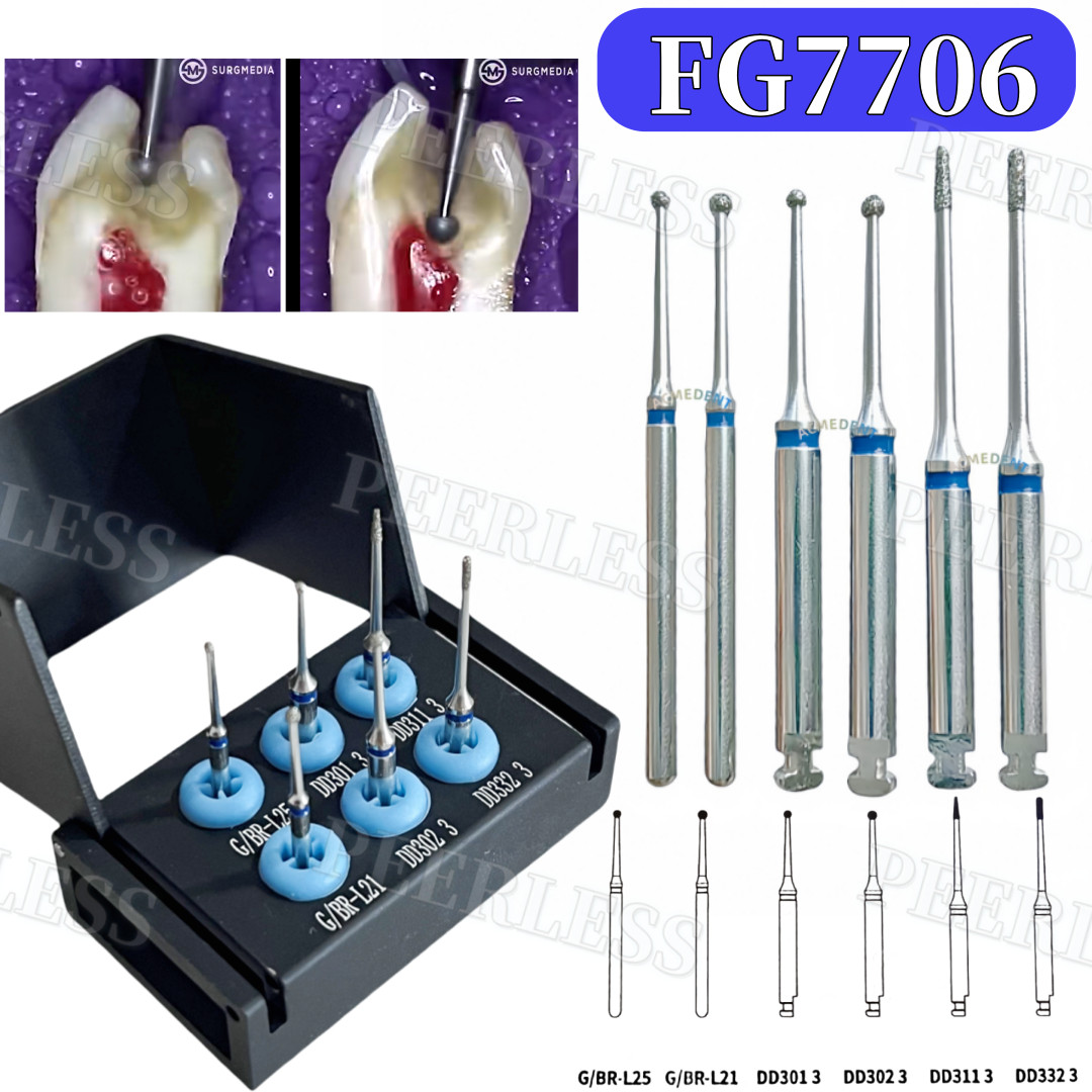 Dental Pulpotomy Access Open Pulp Cavity Burs Less Invasive Bur 6Pcs/kit FG7706