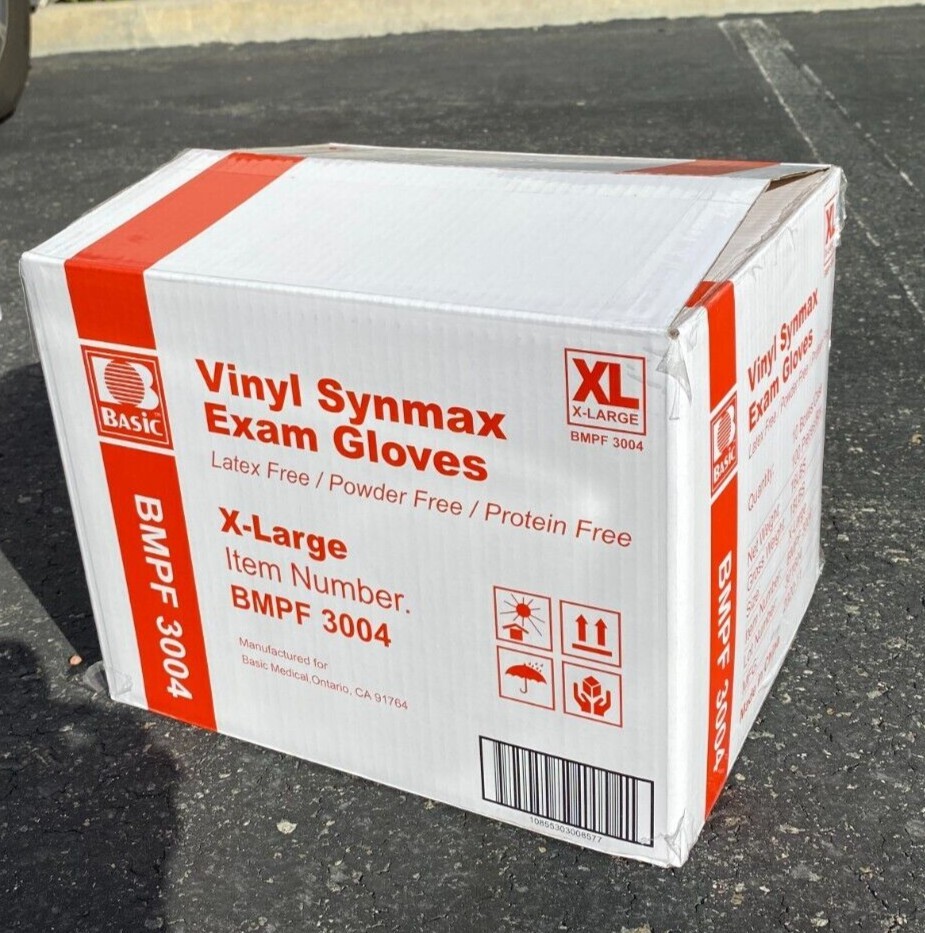 Basic Blue Vinyl Synmax Exam Gloves Latex-Free & Powder-Free S/M/L/XL-SIZE