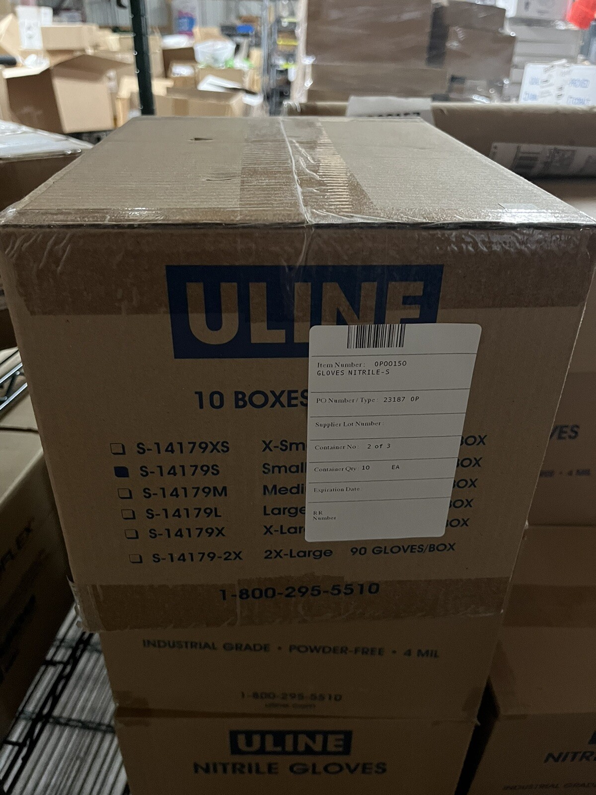 Uline S-14179S NITRILE GLOVES 4mil Powder Free Small