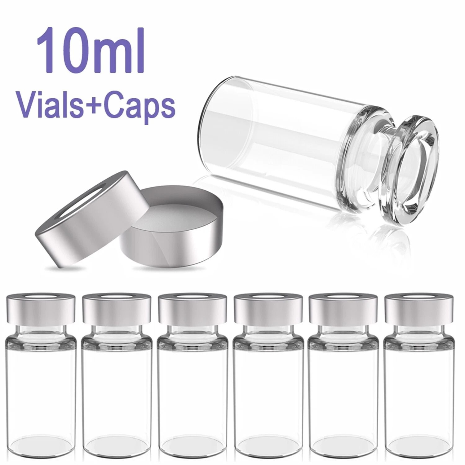 100pc 10ml Glass Vials Sample Vials Lab vials Headspace Vial with 20mm Crimp Top