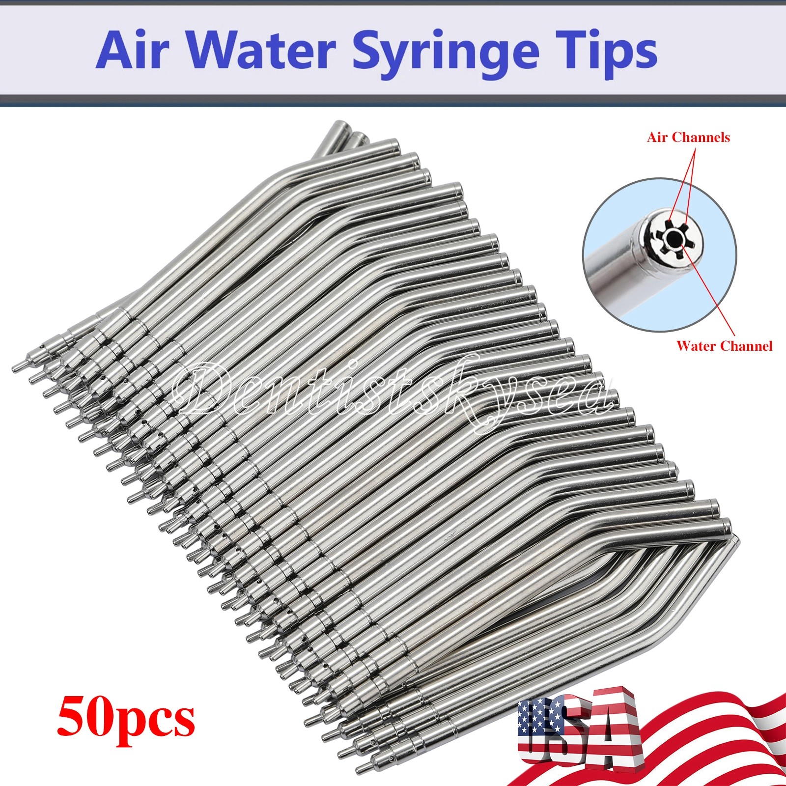 Dental Air Water Spray Triple Syringe Metal Nozzles Tips Tube Autoclavable